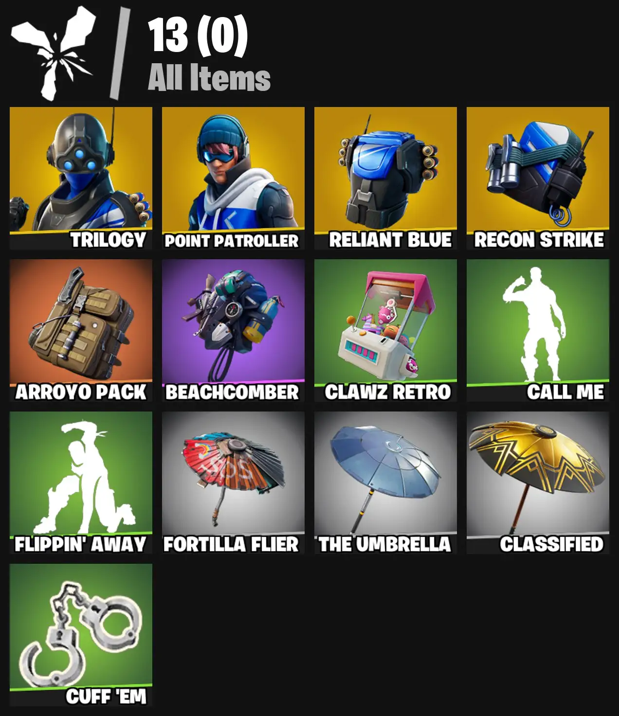 [PC/PSN/XBOX] 2 skins | Trilogy | Point Patroller | Reliant Blue | Recon Strike | Arroyo Pack | Beachcomber | Clawz Retro | Call me | Flippin' Away | 200 VB