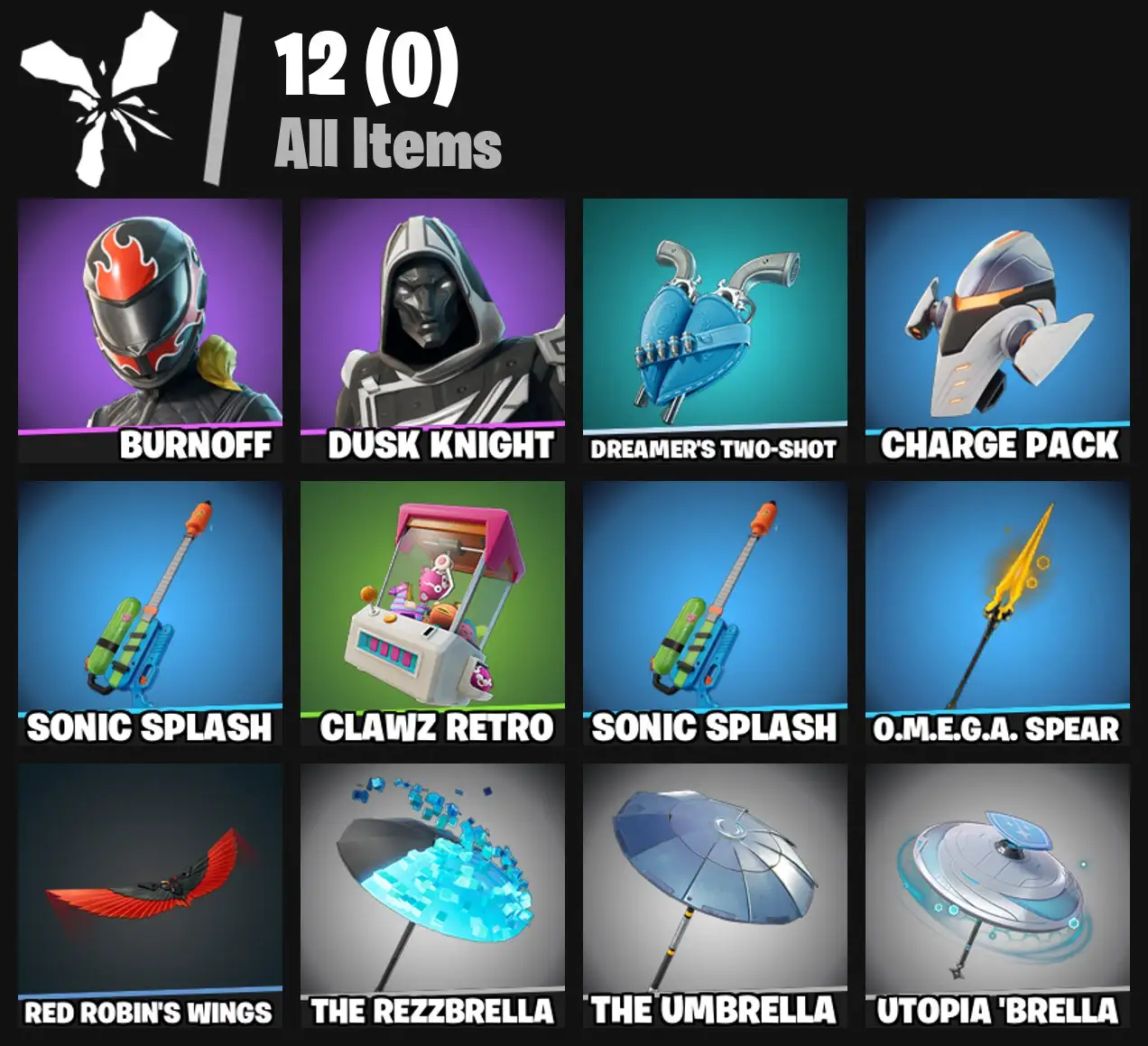 [PC/PSN/XBOX] 2 skins | Burnoff | Blitz Knight | Dreamer's Two-Shot | Charge Pack | Sonic Splash | Clawz Retro | Sonic Splash | O.M.E.G.A. Spear | 100 VB