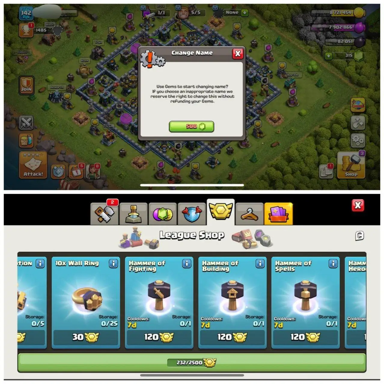 {50% DISCOUNT} TH13 SEMI MAX⚡️2 EPIC EQUIPMENTS⚡️XP-142⚡️HERO 41-54-25-10-⚡️DARK BLUE WALLS⚡️232 CWL MEDALS⚡️MAGIC ITEMS⚡️OP LAB⚡️INSTANT DELIVERY 🚚