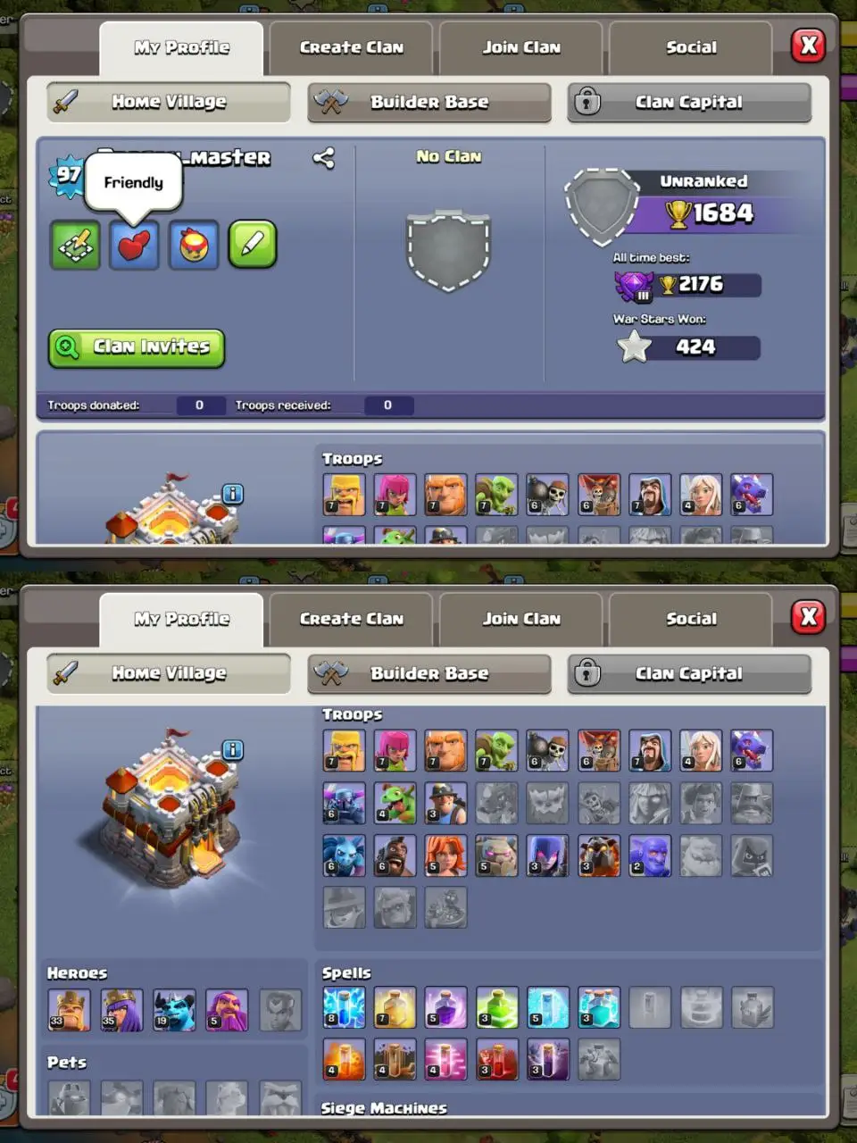 [#740] SEMI-MAX TH 11 | 33-35-19-5 HEROES | STACKED MAGIC ITEMS | FREE RENAME | 1323 CWL MEDALS | BEST EQUIPMENT | INSTANT DELIVERY
