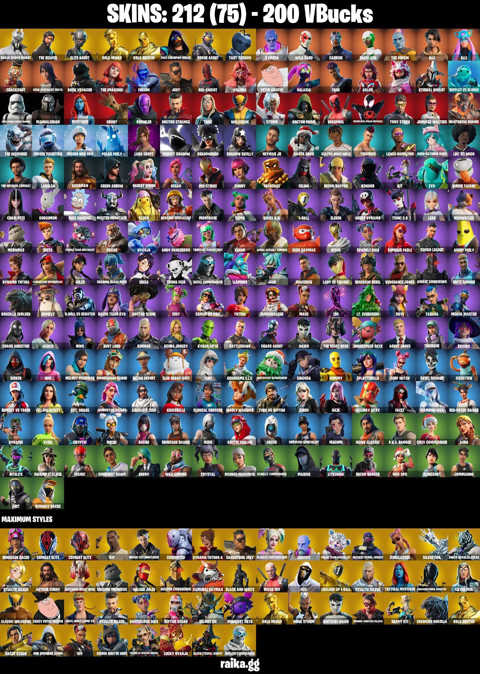 PC/XBOX 213 skins | The Reaper | Leviathan Axe | Renegade Raider | Aerial Assault One | Rogue Spider Knight |Take The L | Gold Midas