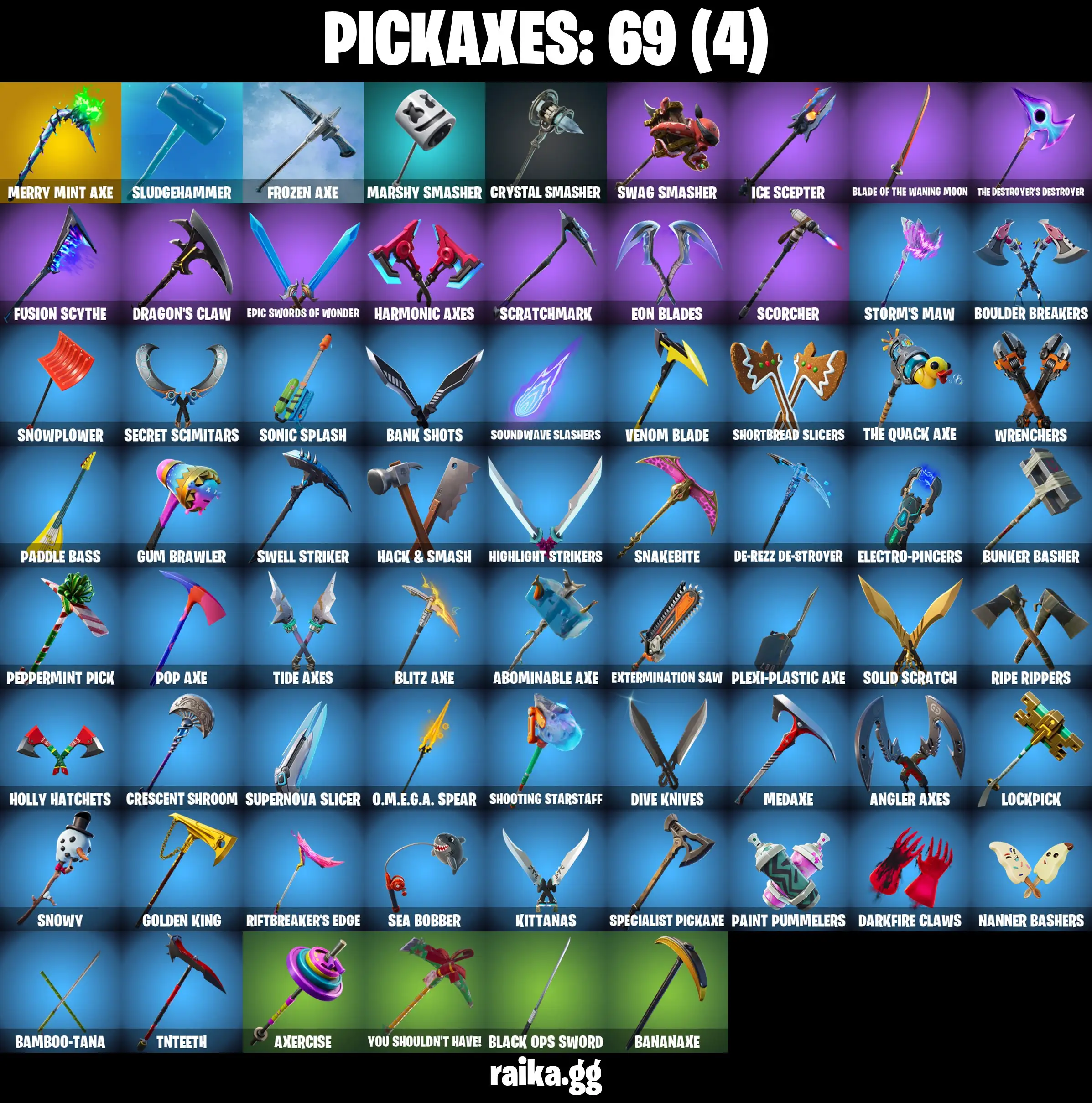 [PC/PSN/XBOX] 60 skins | Travis Scott | Merry Mint Axe | Gold Midas | Zenith | Gear Specialist Maya | Blackheart | The Ice King | 400 VB