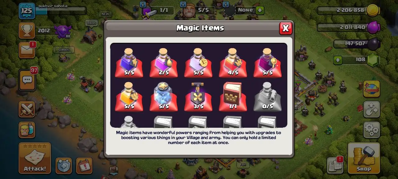 [#775] SEMI-MAX TH12 | 44-47-30-20 HEROES | SOME MAGIC ITEMS | FREE RENAME | INSTANT DELIVERY