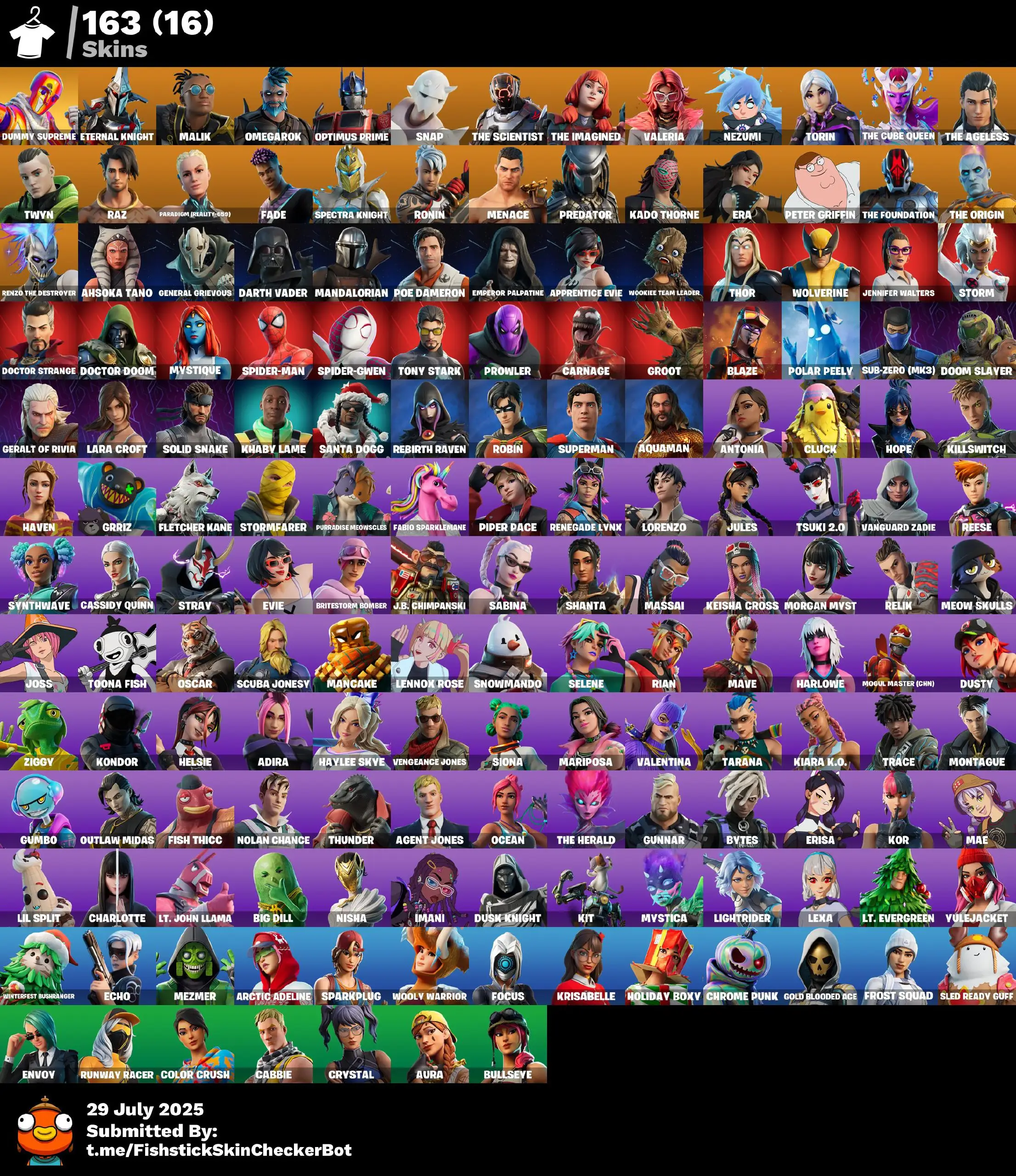 163 skins | Dummy Supreme | Victory Crest | Star Jet | Reaper | Verve | Astro Jack | Eternal Knight | Malik 