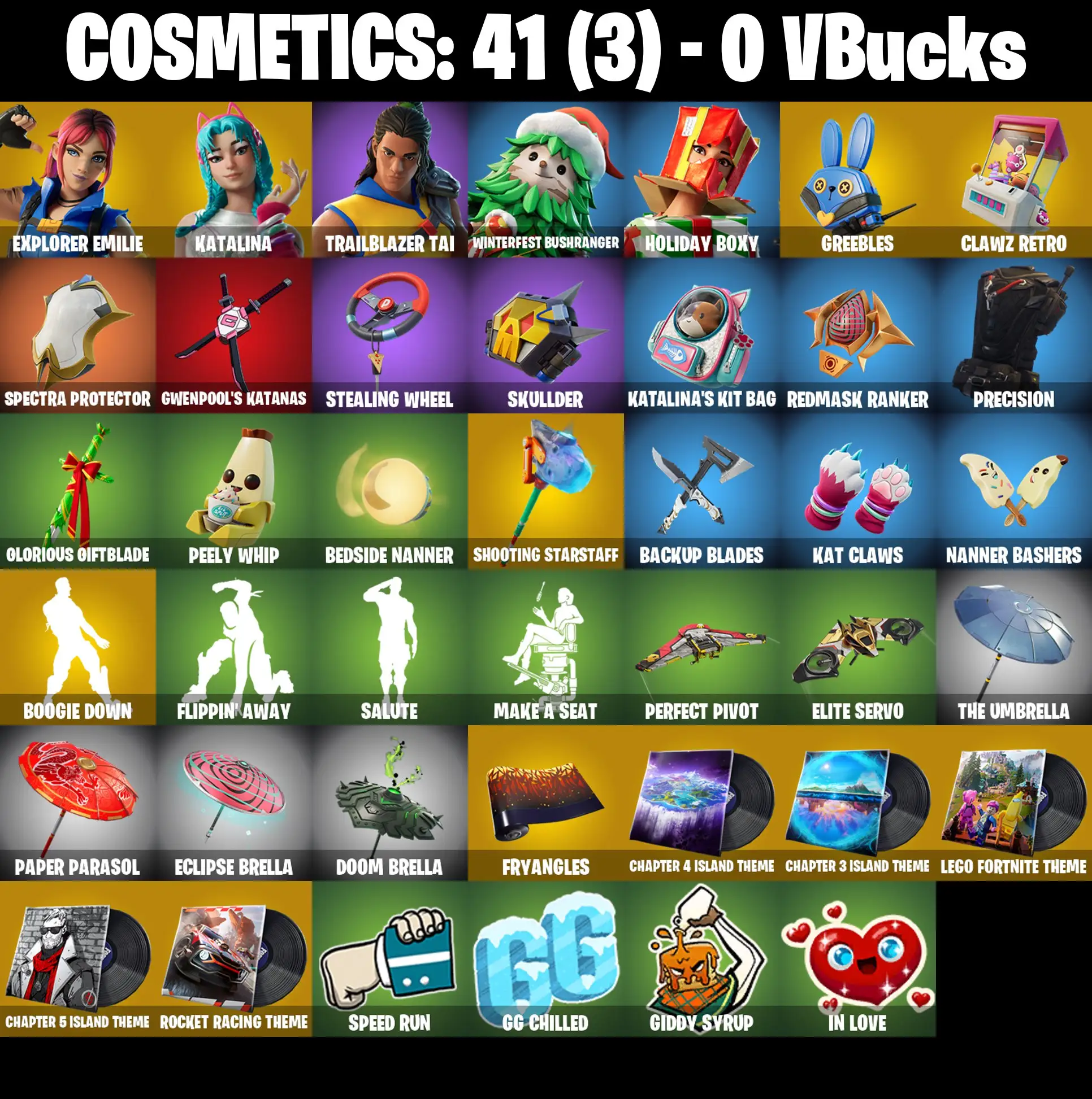 [PC/PSN/XBOX] 5 Skins | Shooting Starstaff | Trailblazer Tai | Katalina | Winterfest Bushranger | Explorer Emilie | Holiday Boxy