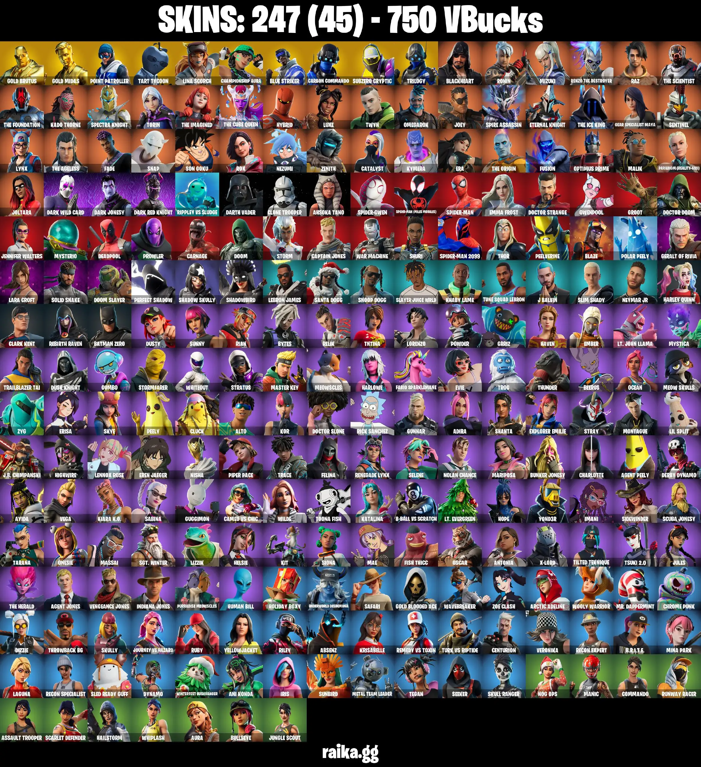 [PC/XBOX] 247 skins | Gold Brutus | Gold Midas | Lina Scorch | Carbon Commando | Championship Aura | Blue Striker | Katalina | 550 VB