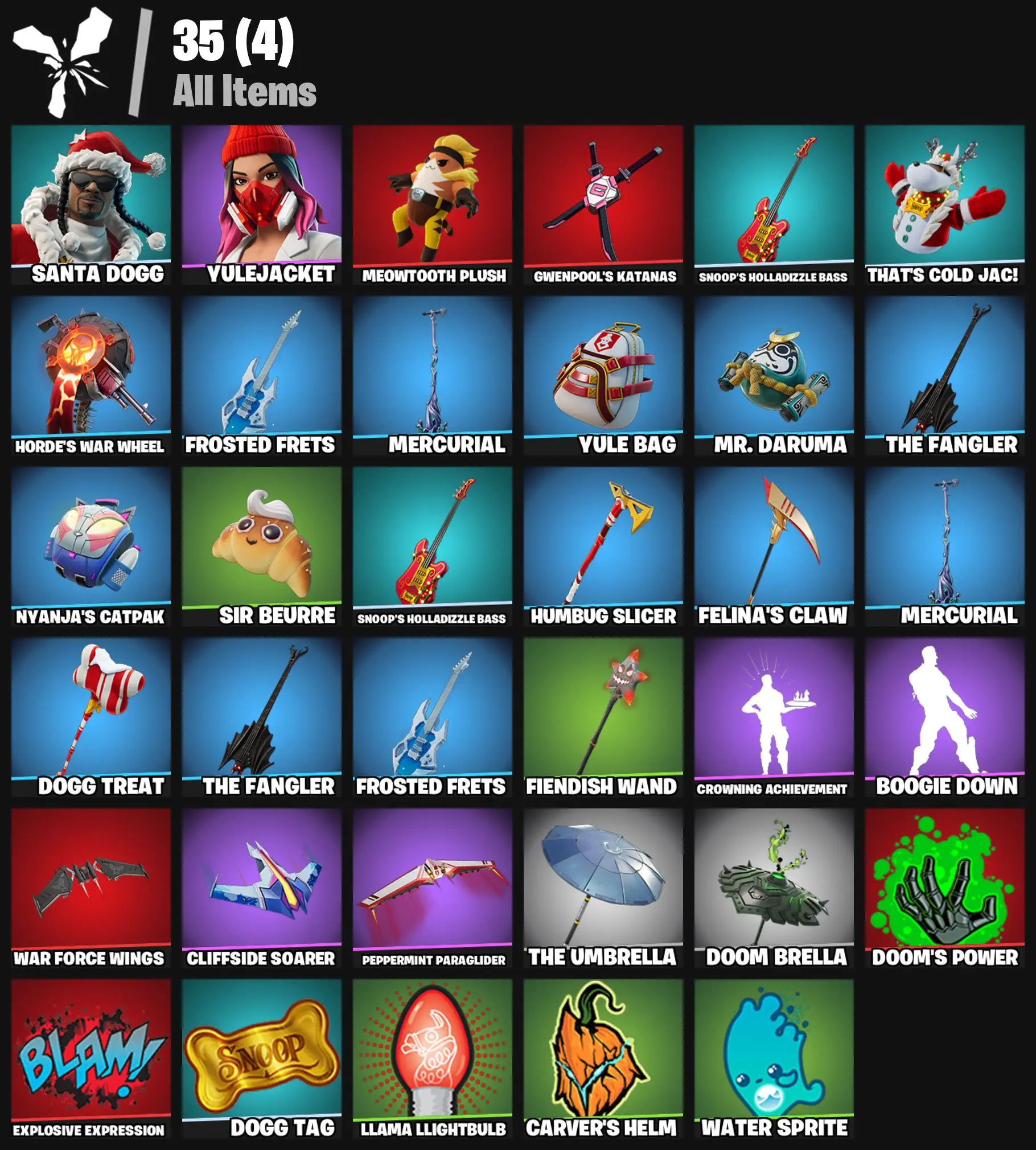 [PC/PSN/XBOX] 2 skins | Santa Dogg | Yulejacket | Meowtooth Plush | Gwenpool's Katanas | Snoop's Holladizzle Bass | That's Cold Jac! | 200 VB