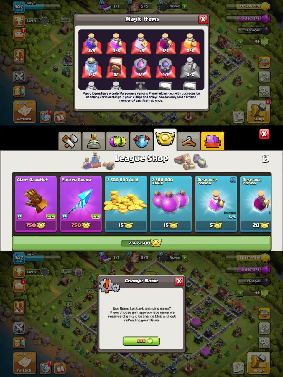 [#820] ALMOST MAX TH 13 DEFENCE | 59-66-34-39-7 HEROES | SOME MAGIC ITEMS | 236 CWL MEDALS | 500 RENAME | BEST EQUIPMENT | INSTANT DELIVERY