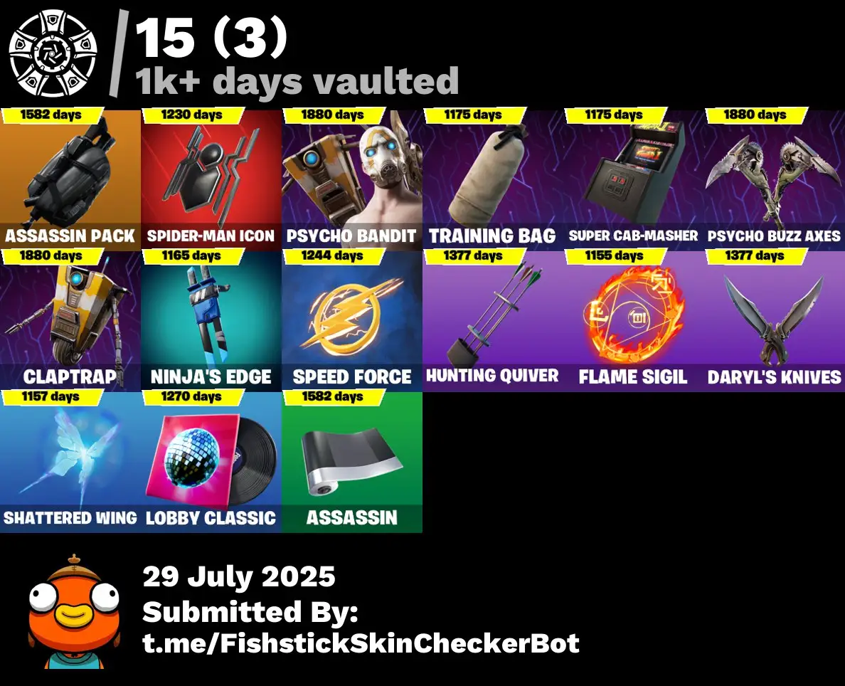 208 skins - REAL OG  -  Psycho Bandit, Chun-li, John Wick 