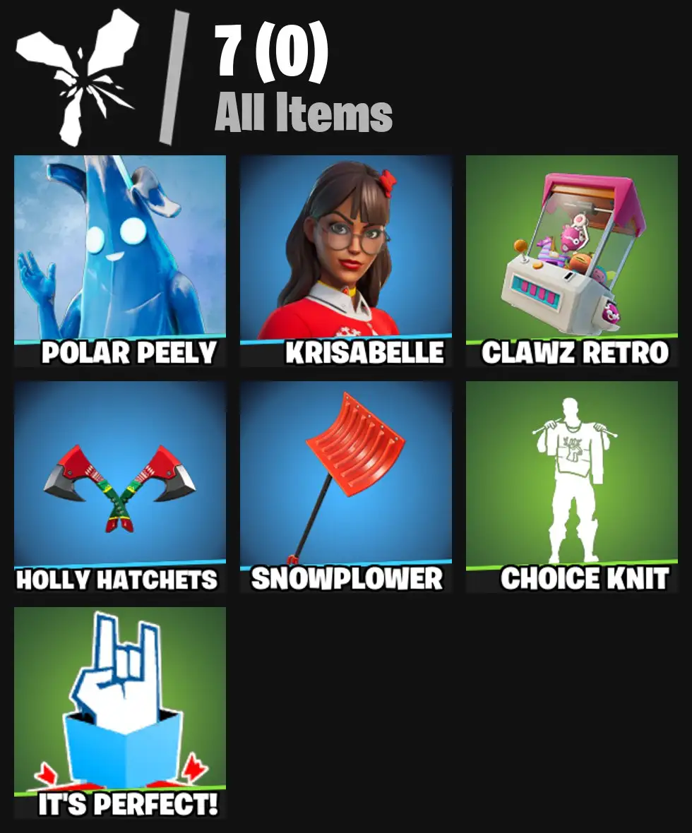 [PC/PSN/XBOX] 2 skins | Polar Peely | Krisabelle | Clawz Retro | Holly Hatchets | Snowplower | Choice Knit | 0 VB
