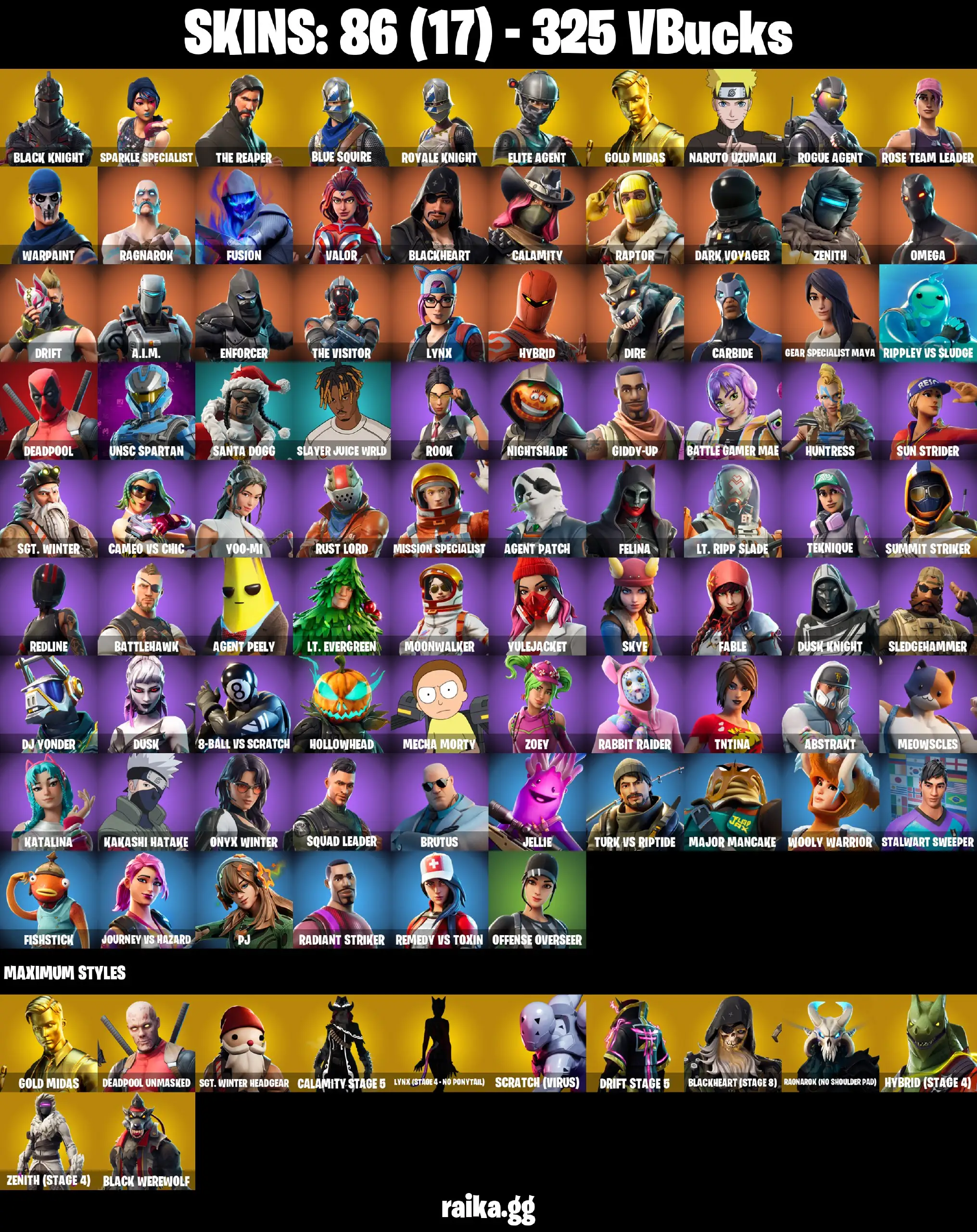 [PC/XBOX] Full 86 skins |  Black Knight | OG STW | Sparkle Specialist | The Reaper | Blue Squire | Royale Knight | Elite Agent | Take The L