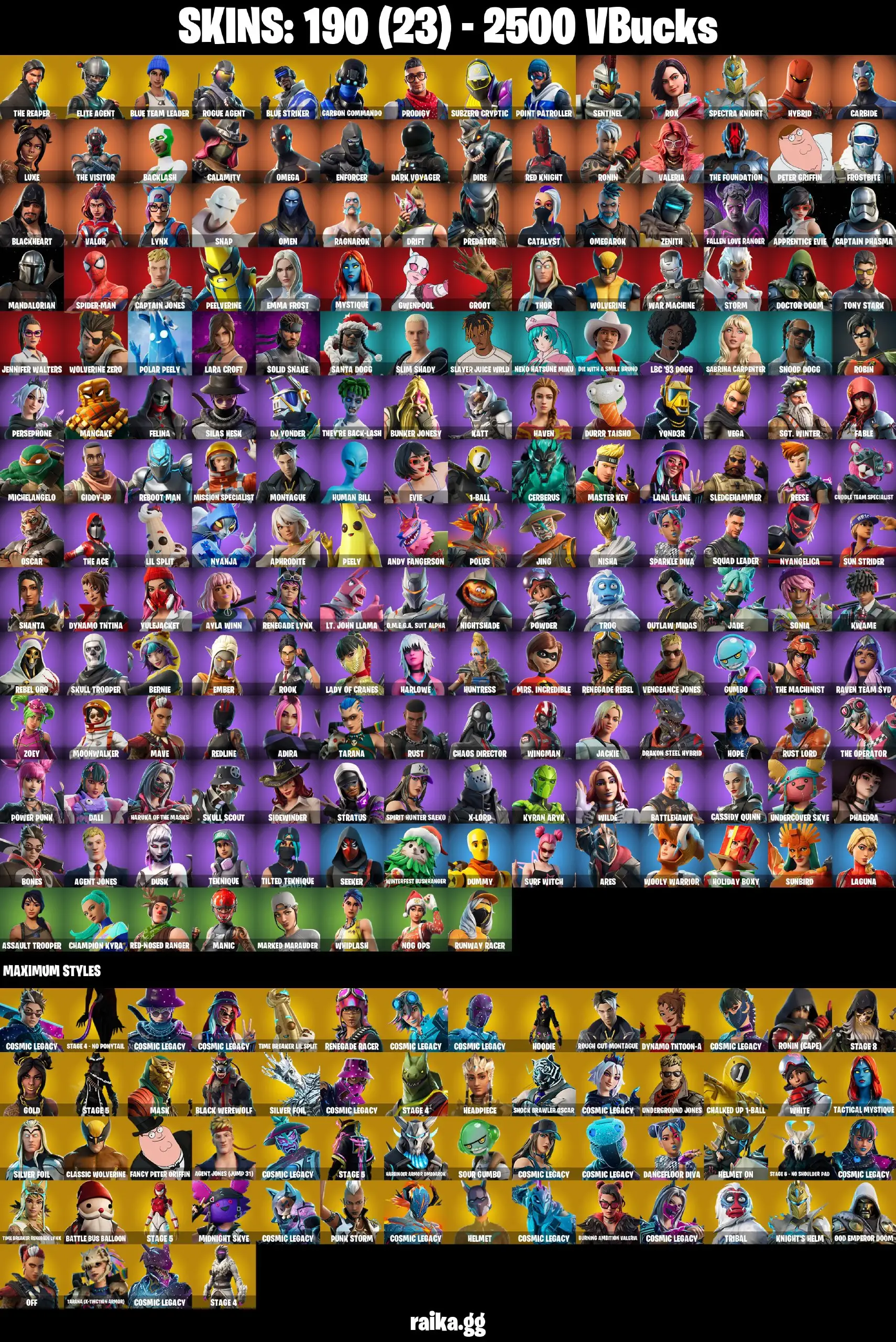 [PC/PSN/XBOX] 190 skins | The Reaper | Elite Agent | Blue Team Leader | Take The L | Subzero Cryptic | Blue Striker | Point Patroller | 1100 VB