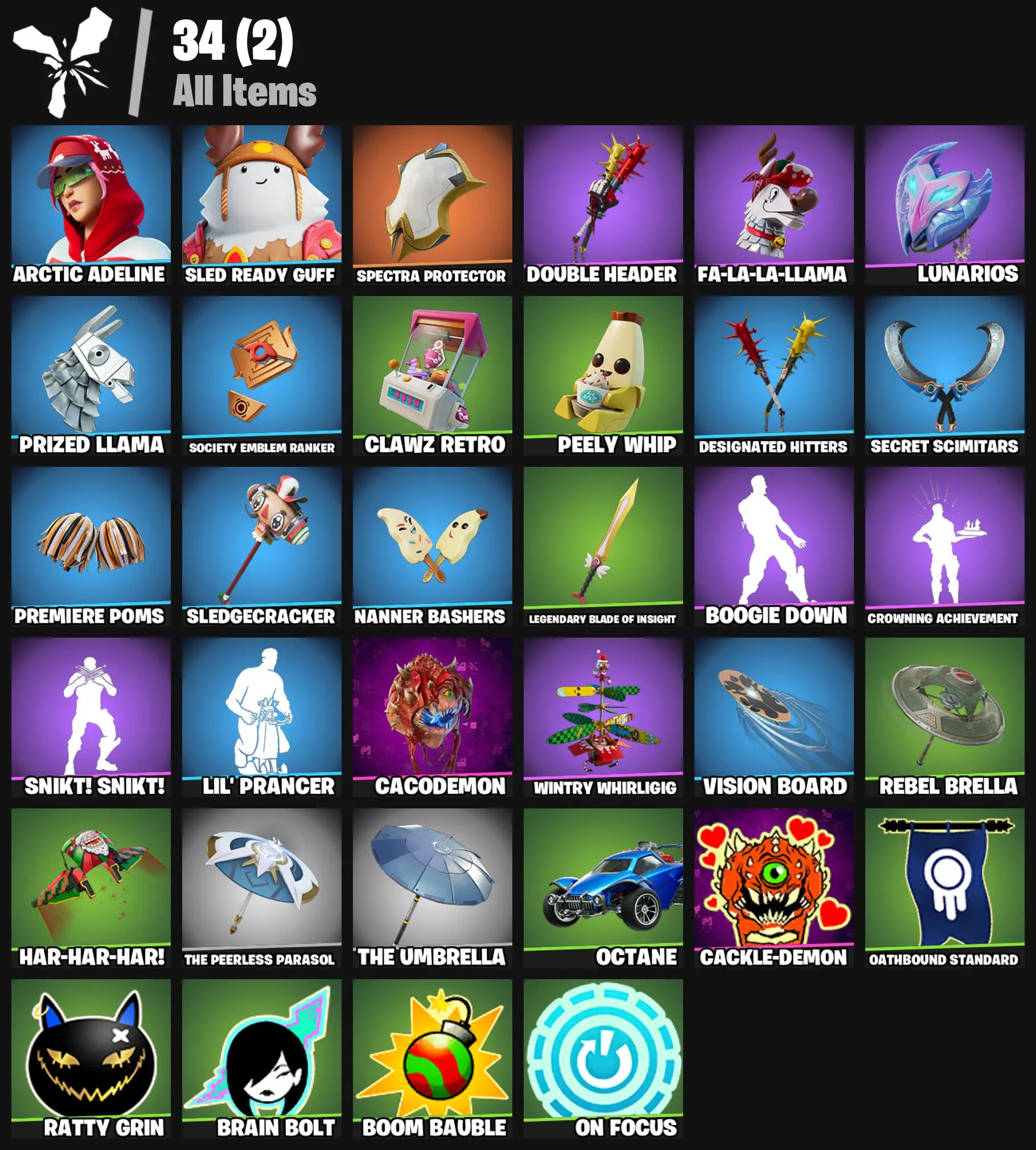 [PC/PSN/XBOX] 2 skins | Arctic Adeline | Sled Ready Guff | Spectra Protector | Double Header | Fa-la-la-Llama | Lunarios | Prized Llama | 100 VB