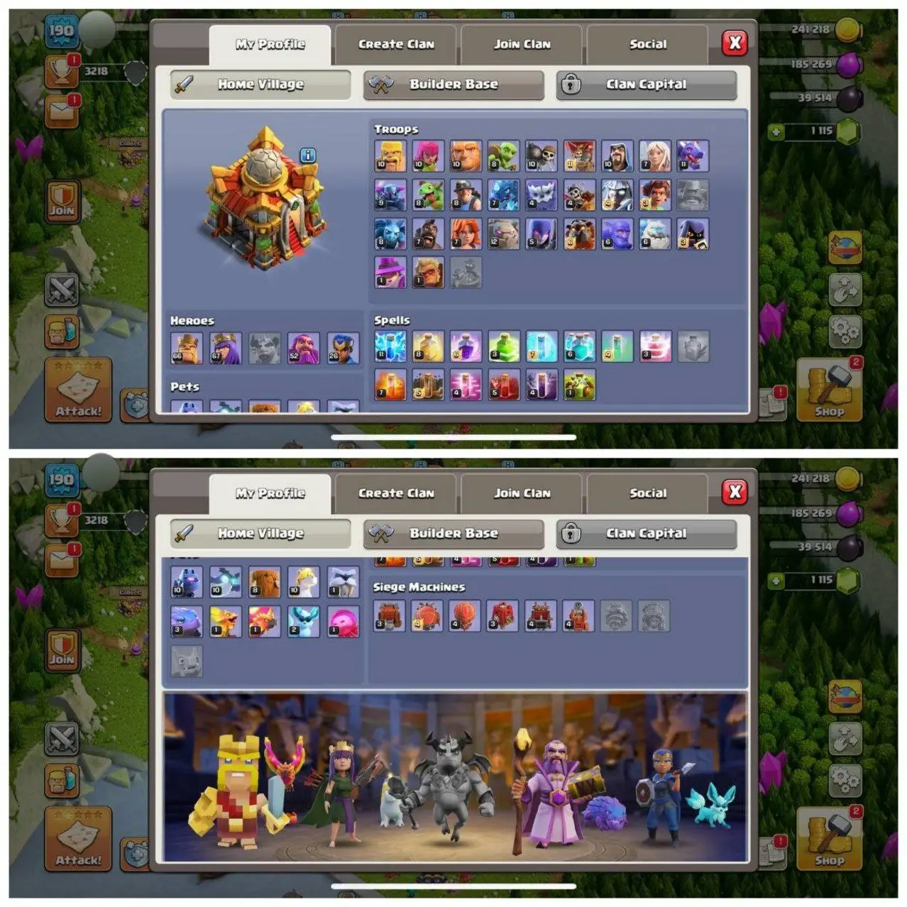 {STRONG ACCOUNT} TH16 SEMI MAX⚡️2 EPIC EQUIPMENTS⚡️XP-190⚡️HERO 66-67-52-26 ⚡️ DARK BLUE WALLS⚡️658 CWL MEDALS⚡️MAGIC ITEMS⚡️OP LAB⚡️INSTANT DELIVERY 🚚