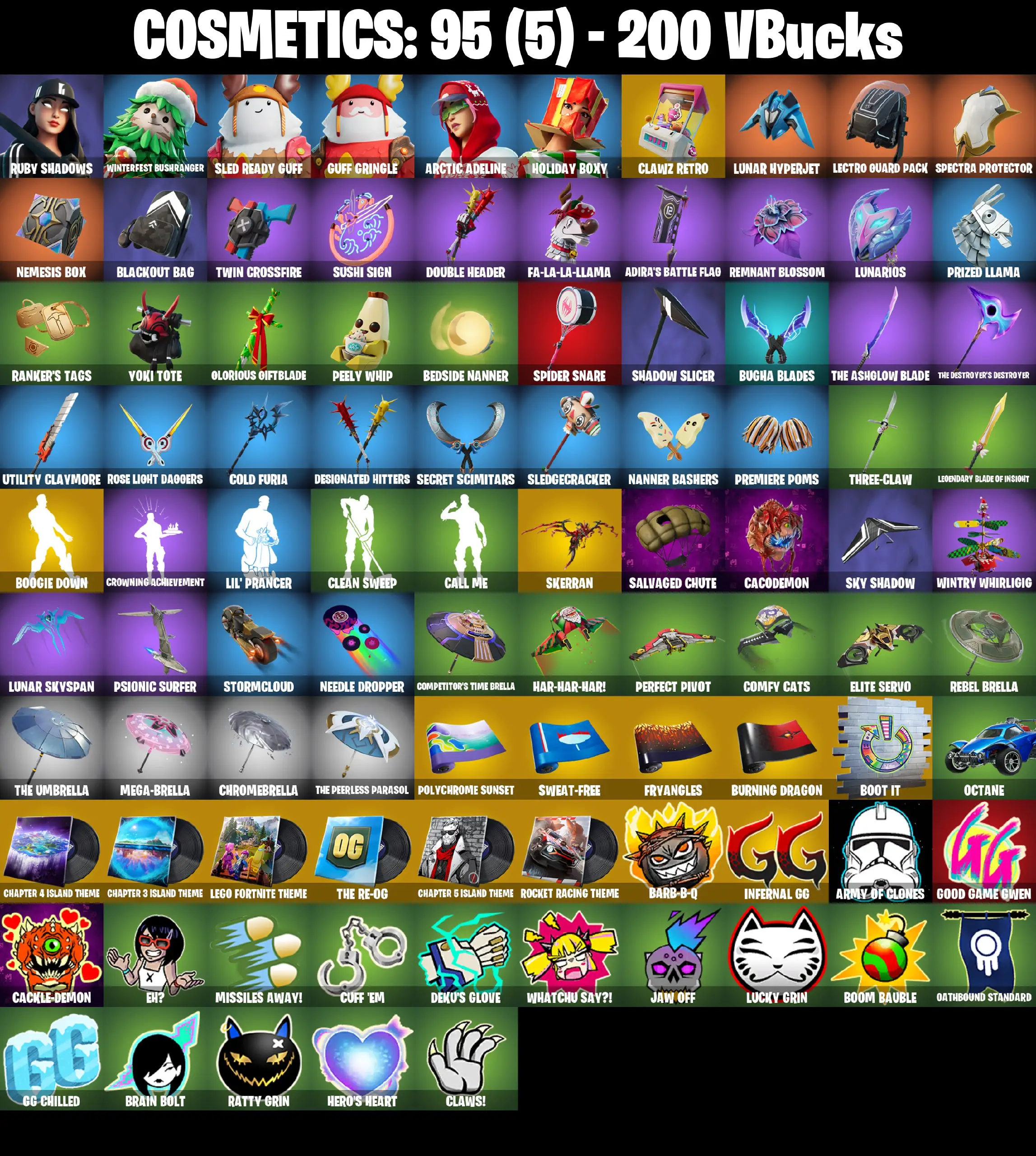 [PC/PSN/XBOX] 6 Skins | Ruby Shadows | Guff Gringle | Arctic Adeline | Sled Ready Guff | Holiday Boxy | Winterfest Bushranger | 200 VB