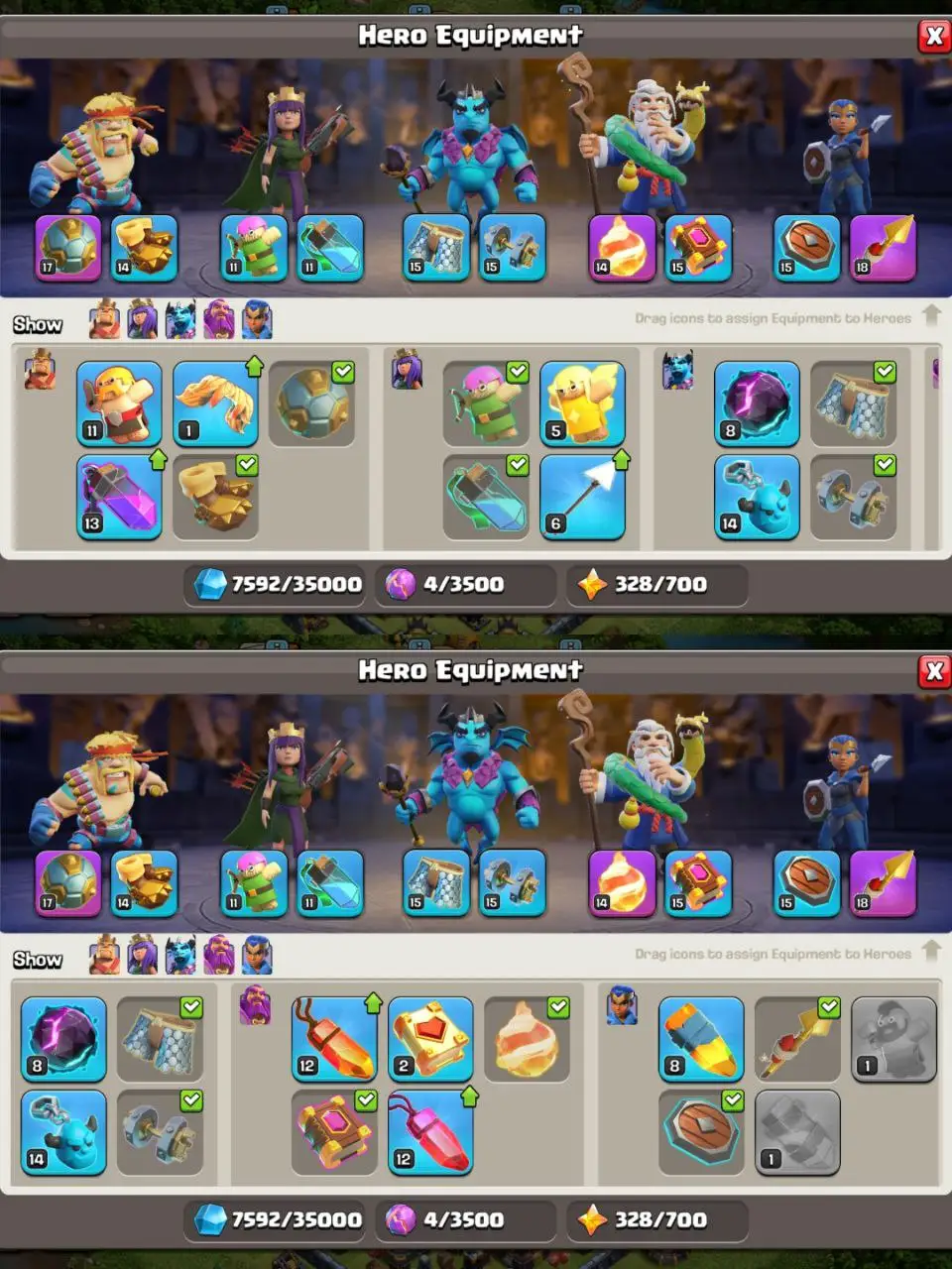 [#815] SEMI-MAX TH 14 | 69-68-46-41-25 HEROES | BEST EQUIPMENT | 4 TOTAL HEROES SKIN | ALL DARK BLUE WALLS | INSTANT DELIVERY