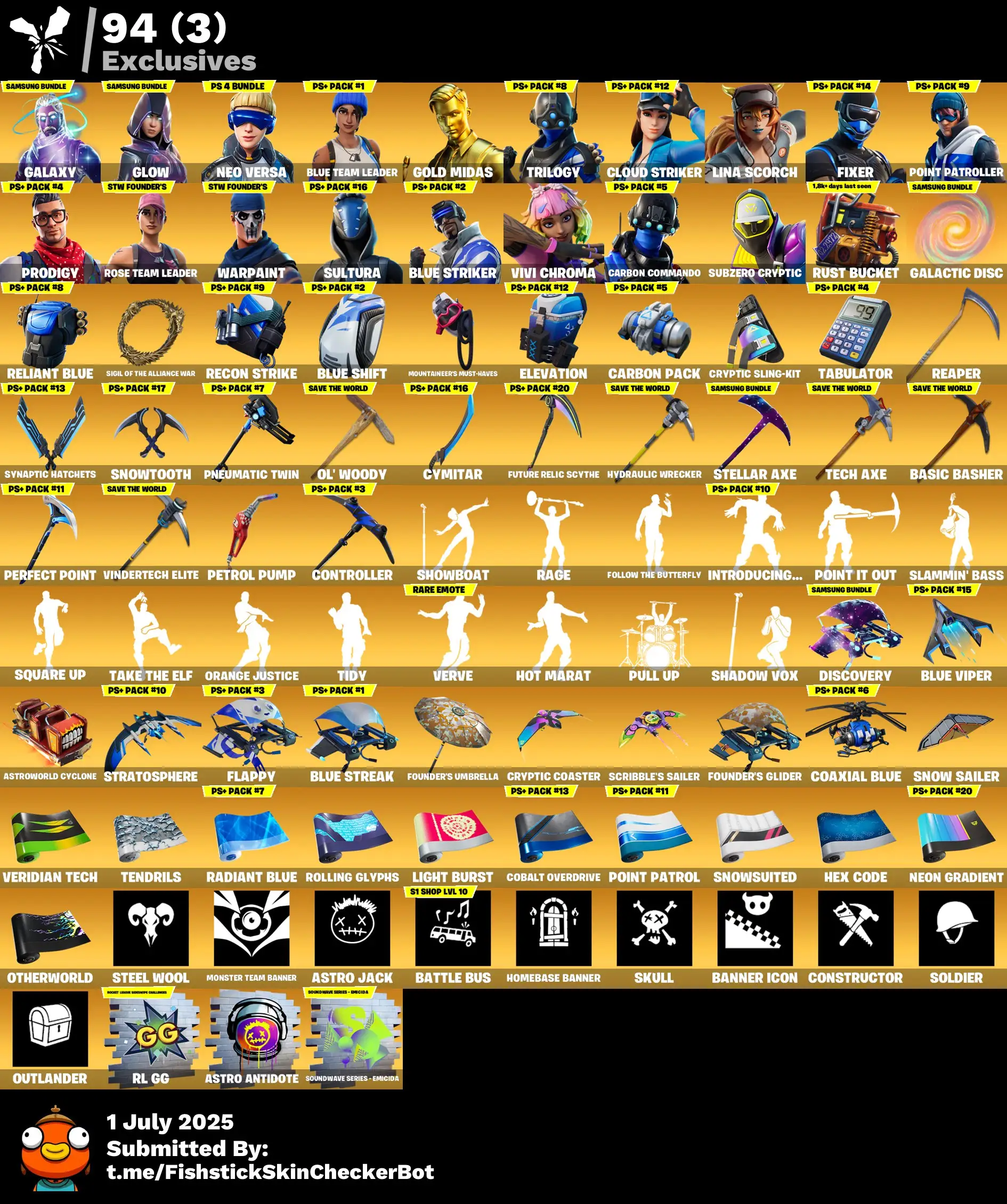 243 Skins  · OG STW | Galaxy, Aerial Assault Bomber, Rose Team Leader, Peter Griffin & More