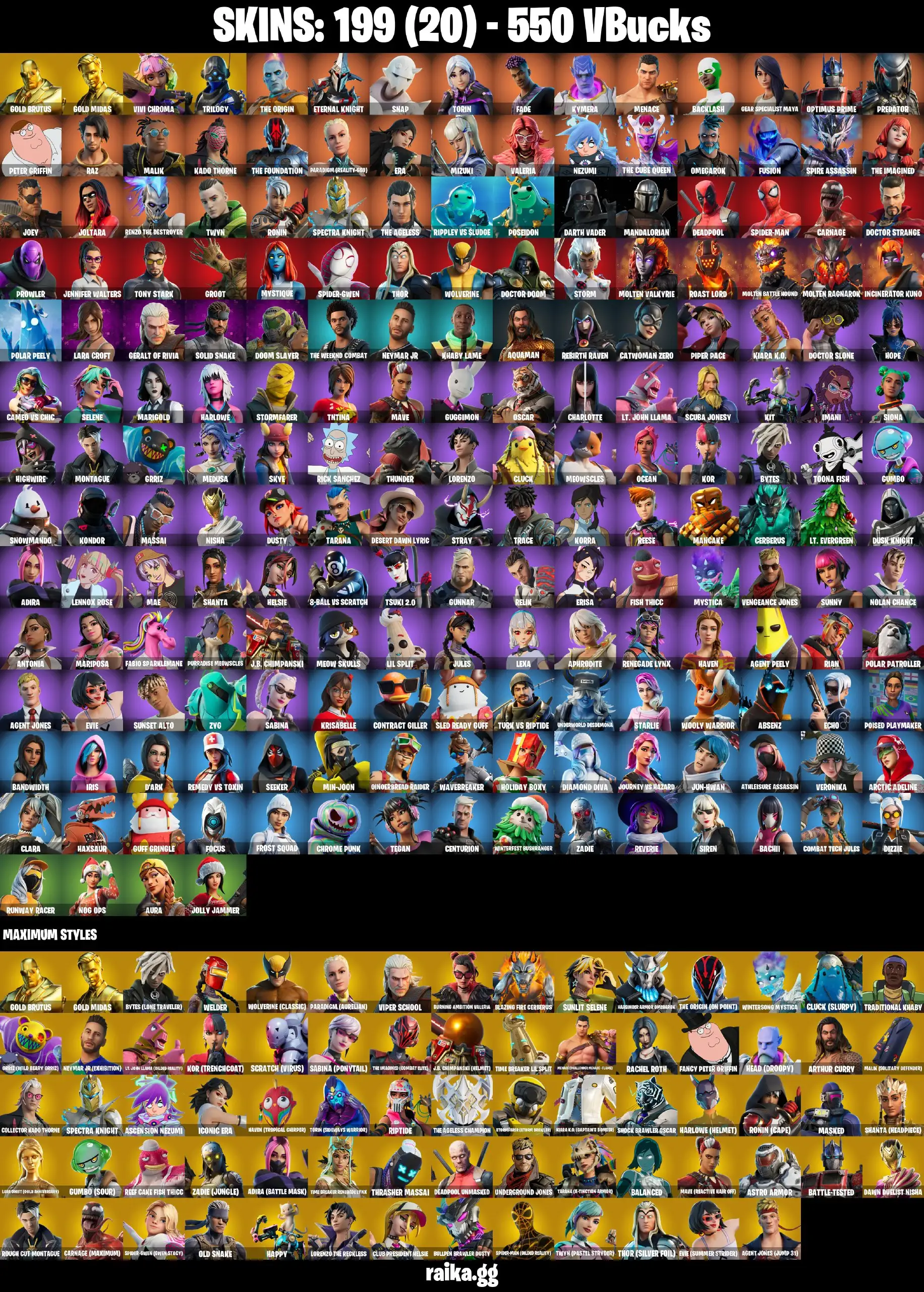 PC/PSN/XBOX Full 199 skins | Gold Midas | Gold Brutus | Trilogy | Vivi Chroma | Spectra Knight | Era | Omegarok | Backlash | 350 VB