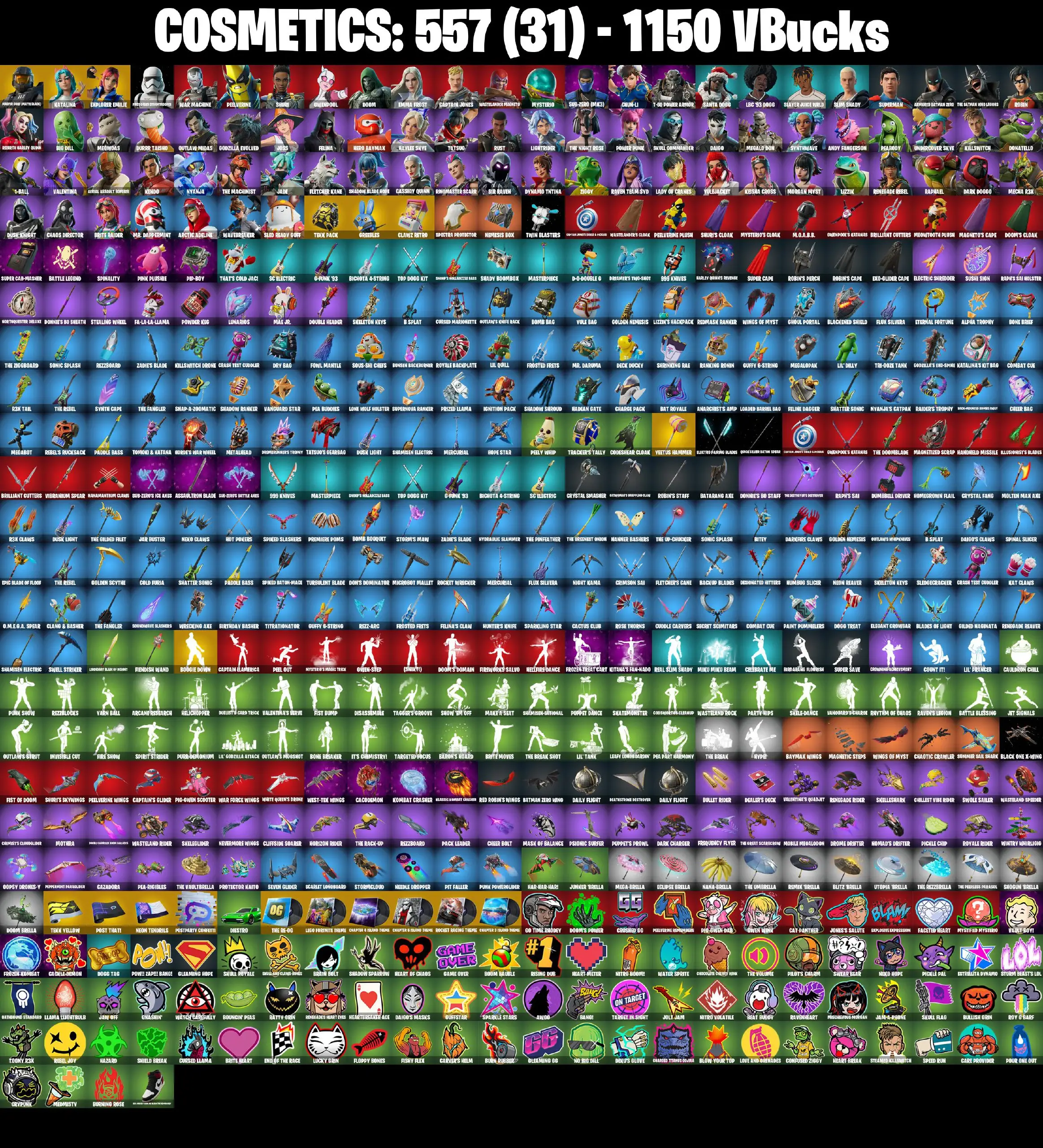 [PC/PSN/XBOX] 79 skins | Master Chief (Matte Black) | Katalina | Explorer Emilie | Tekk Pack | Greebles | Clawz Retro | Yeetus Hammer | Boogie Down