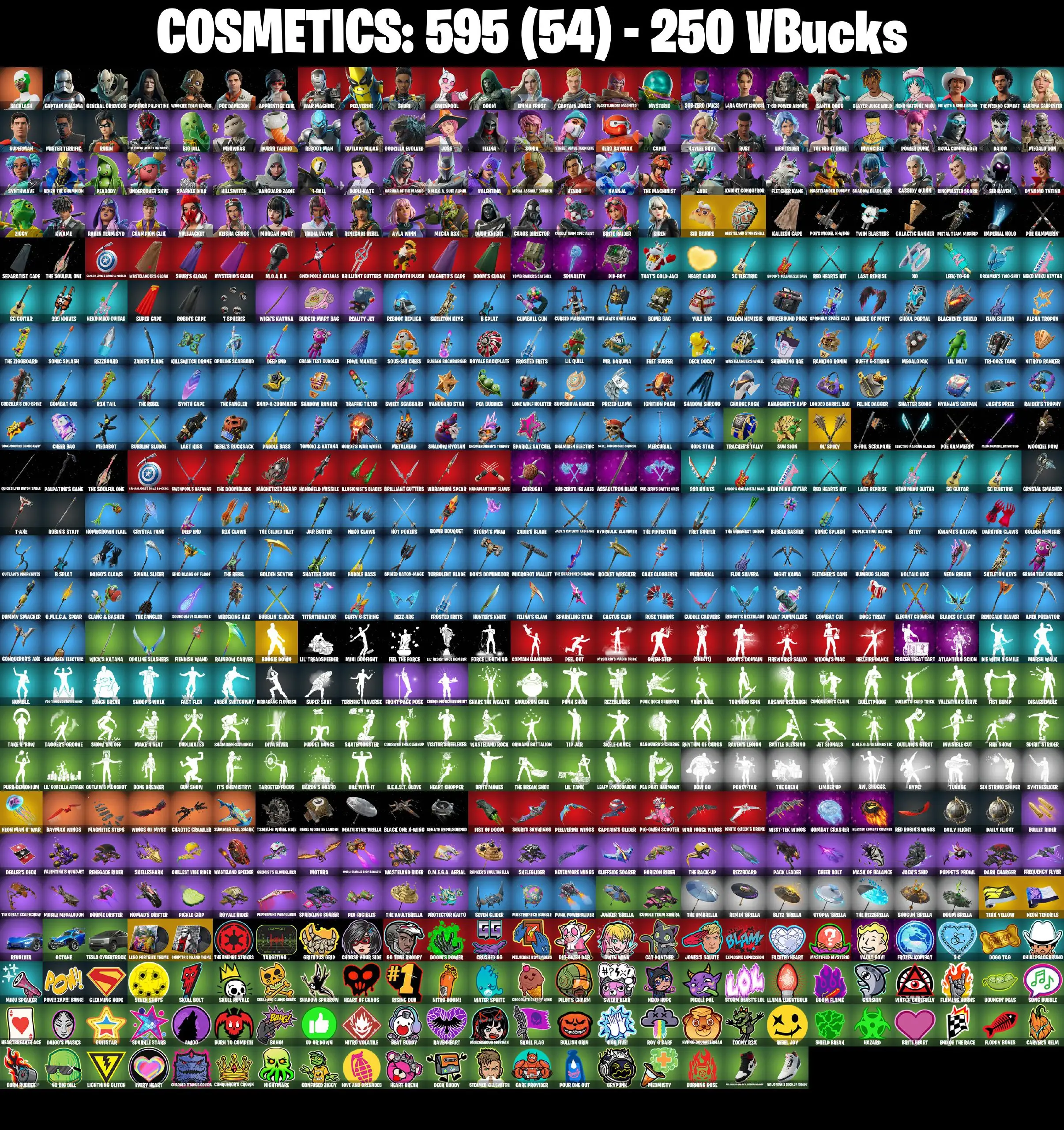 [PC/PSN/XBOX] 91 skins | Sir Beurre | Wasteland Stoneshell | Ol' Spiky | Boogie Down | Neon Man O' War | Backlash | Captain Phasma | General Grievous