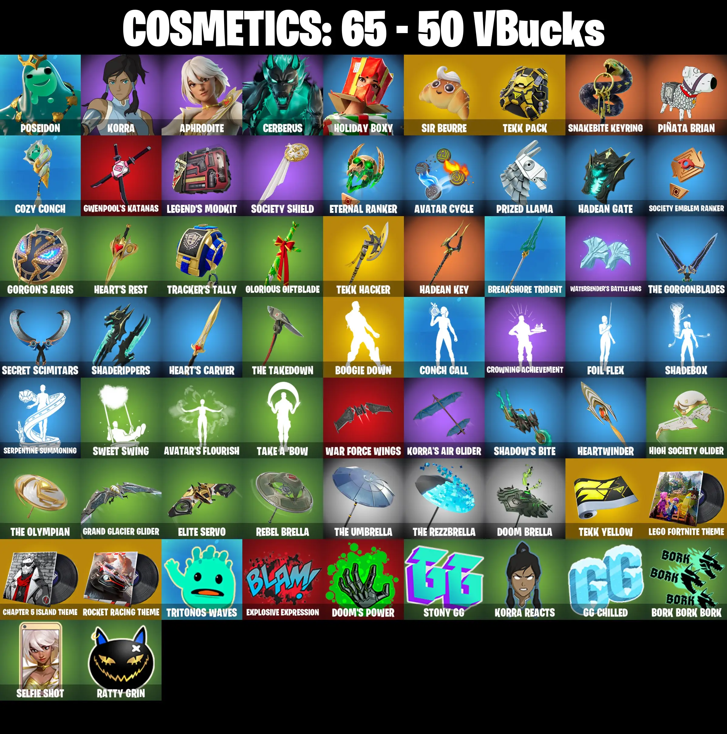 [PC/PSN/XBOX] 5 Skins | Holiday Boxy | Cerberus | Korra | Aphrodite | Poseidon