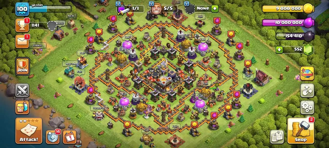 [#822]  SEMI-MAX TH 11 | SOME MAGIC ITEMS | 1000 RENAME | 36-37-28-11 HEROES | INSTANT DELIVERY