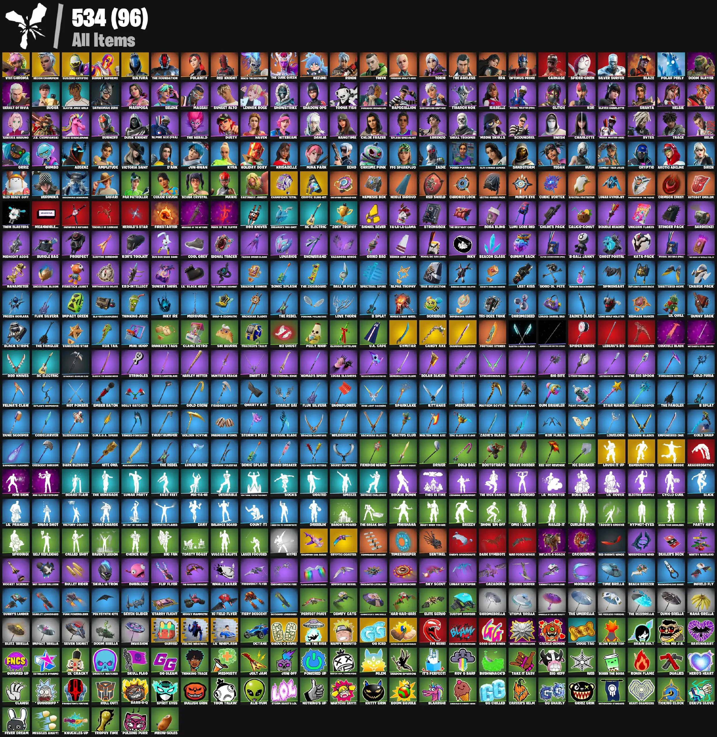 [PC/XBOX] 105 skins | Recon Champion | Vivi Chroma | Subzero Cryptic | Sultura | Dummy Supreme | Clawz Retro | Cryptic Sling-kit | Champion's Total 