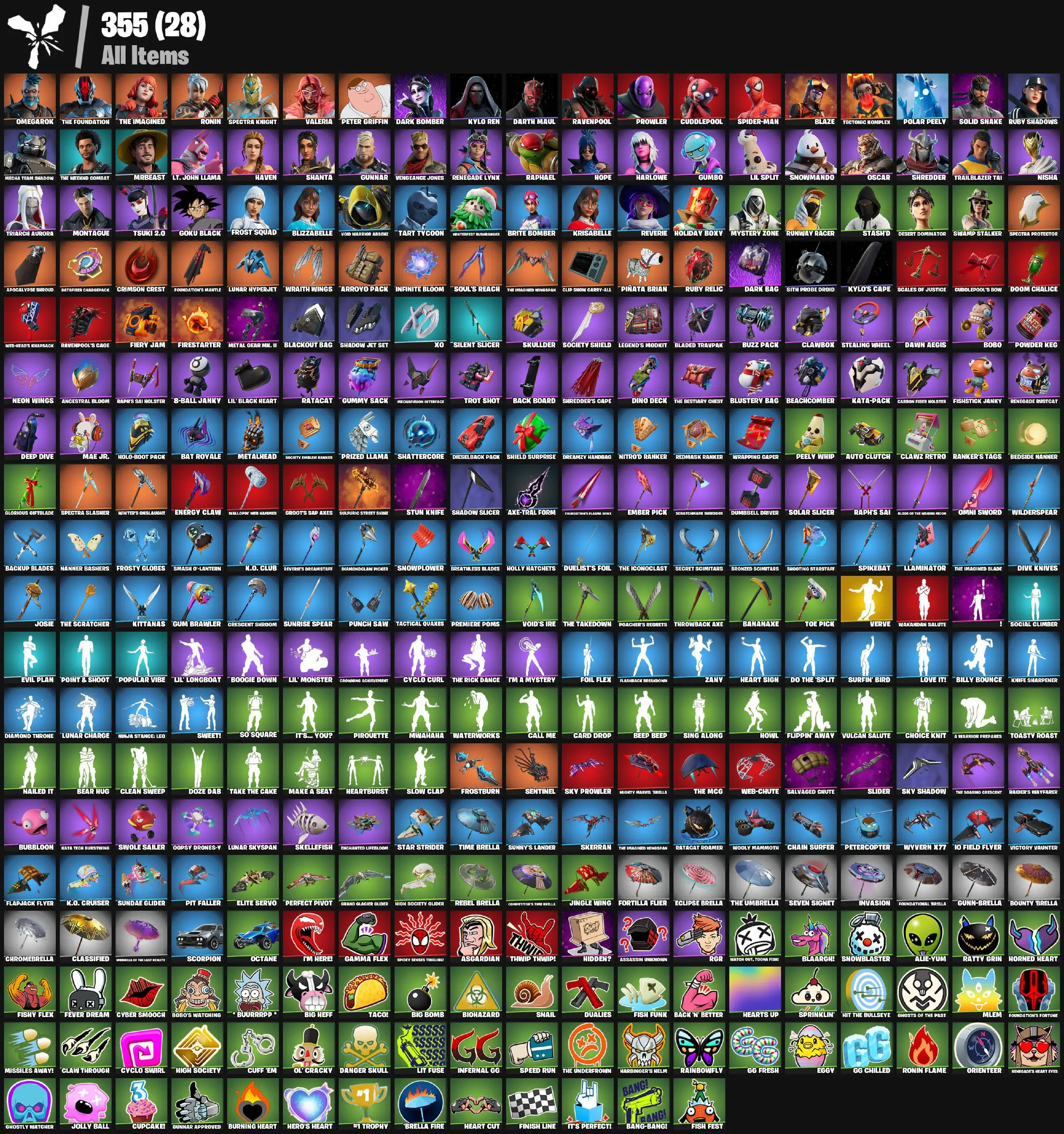 [PC/PSN/XBOX] 56 skins | Tart Tycoon | Clawz Retro | Neon Wings | Holo-Boot Pack | Shooting Starstaff | Boogie Down | Verve | Toasty Roast | Skerran