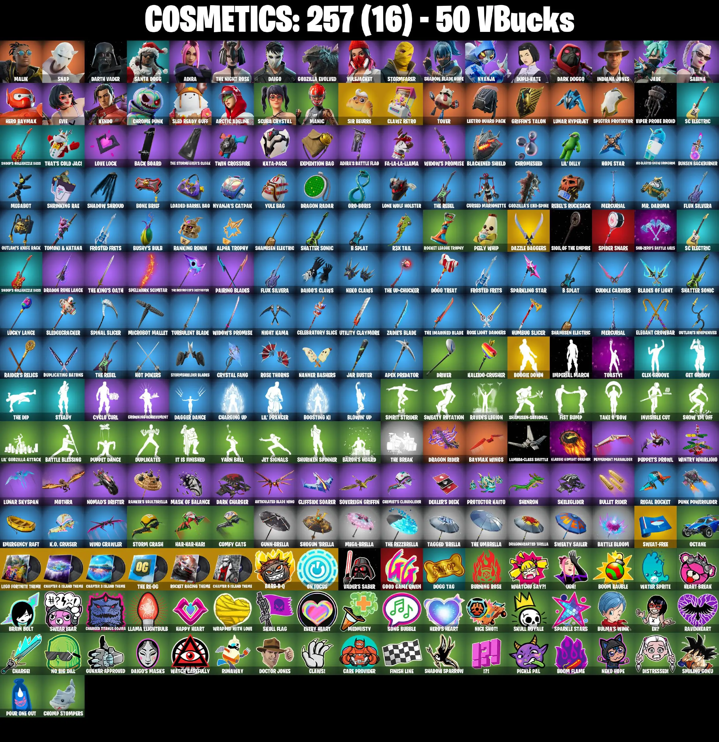 [PC/PSN/XBOX] 25 Skins | Dazzle Daggers | Evie | Daigo | Yulejacket | Chrome Punk | Snap | Dark Doggo | Hero Baymax | Adira | Sabina