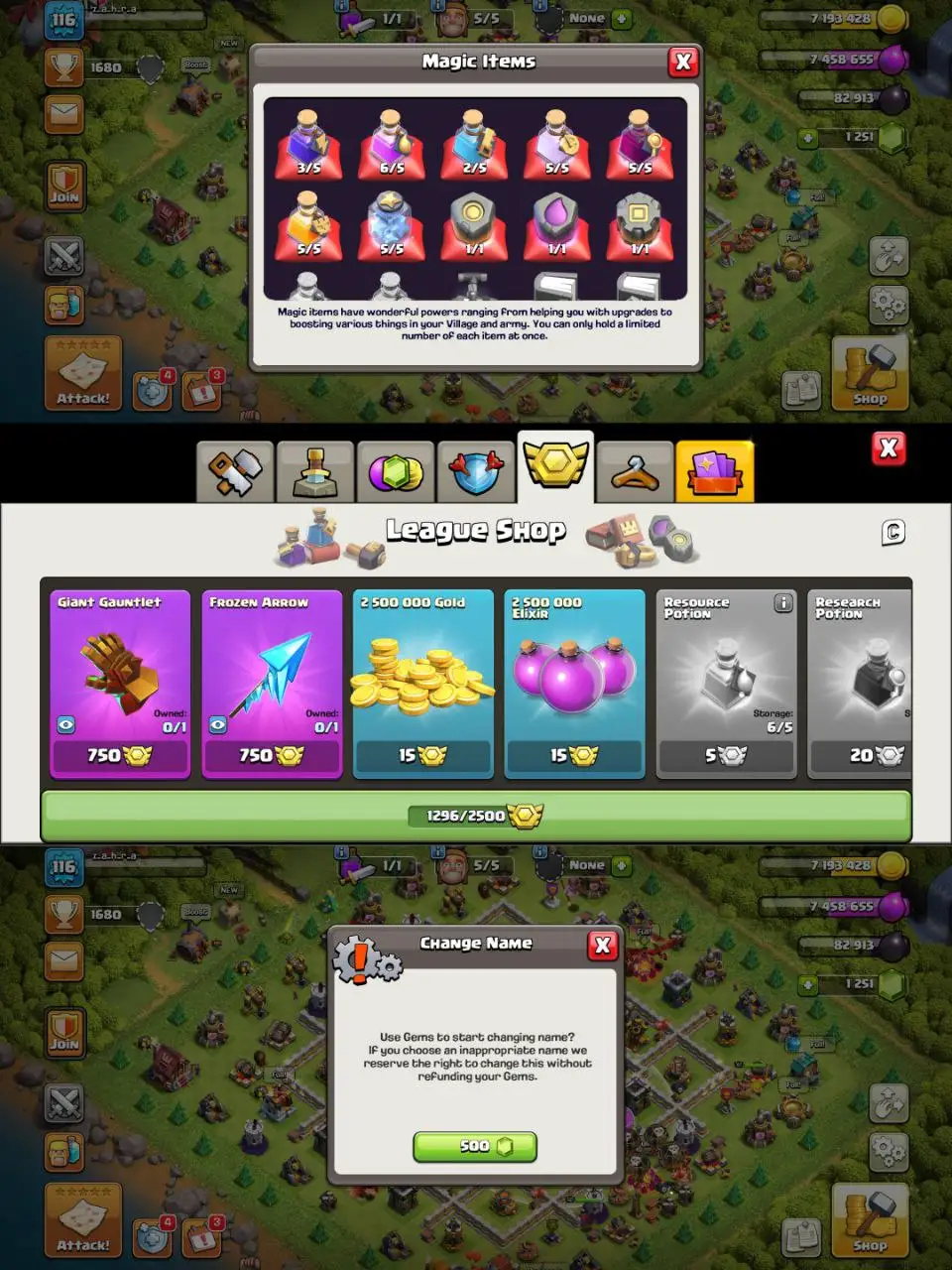 [#841] SEMI-MAX TH 12 | 41-52-25-20 HEROES | SOME MAGIC ITEMS | 1296 CWL MEDALS | 500 RENAME | INSTANT DELIVERY