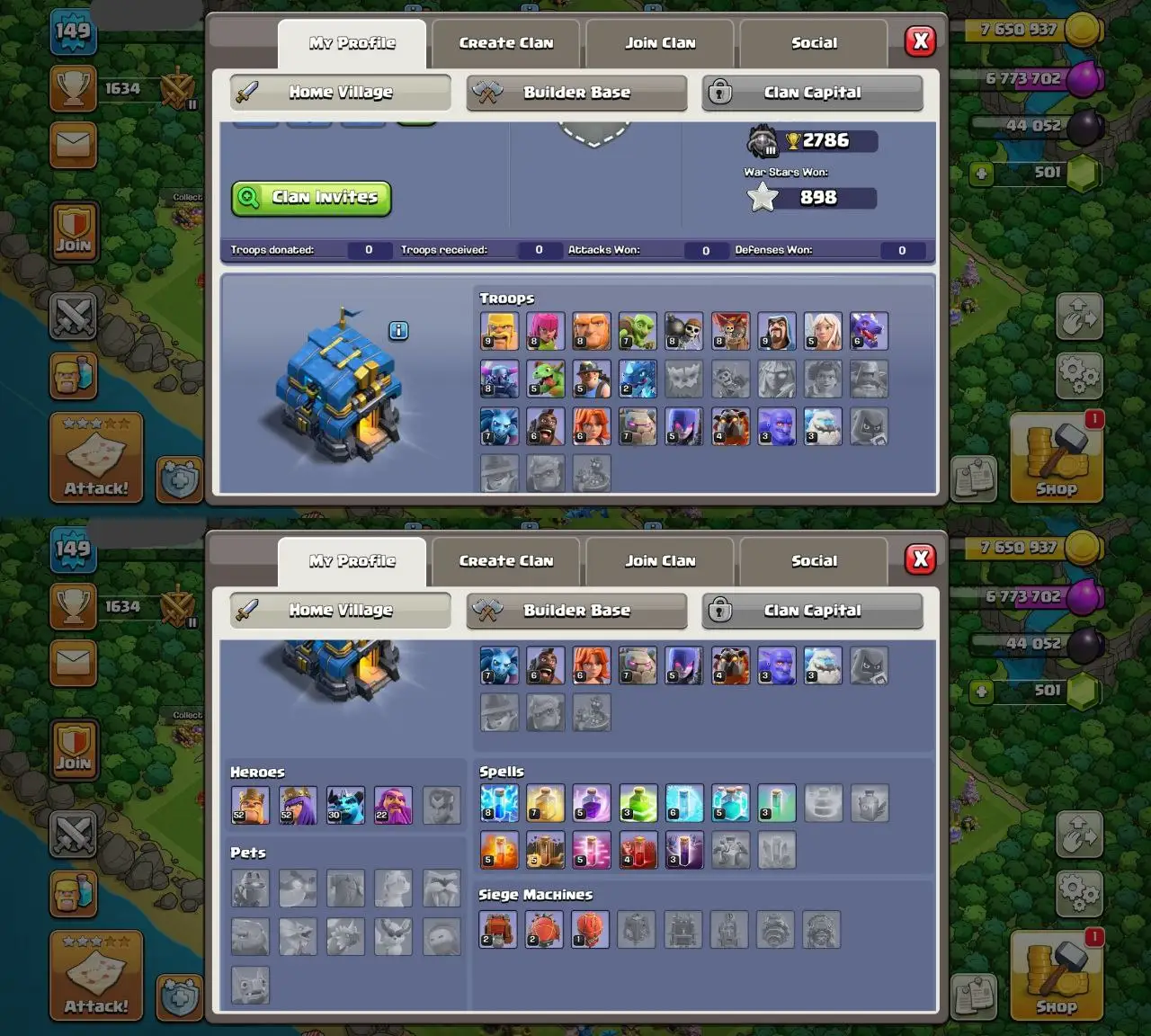 💎 TH-12 DEAL | DECENT ACC | 2786 ATB | MAGIC ITEMS | GOOD DEFENSE - HERO'S 52-52-30-22 | NC -500 | CWL MEDALS |QUICK DELIVERY ✅