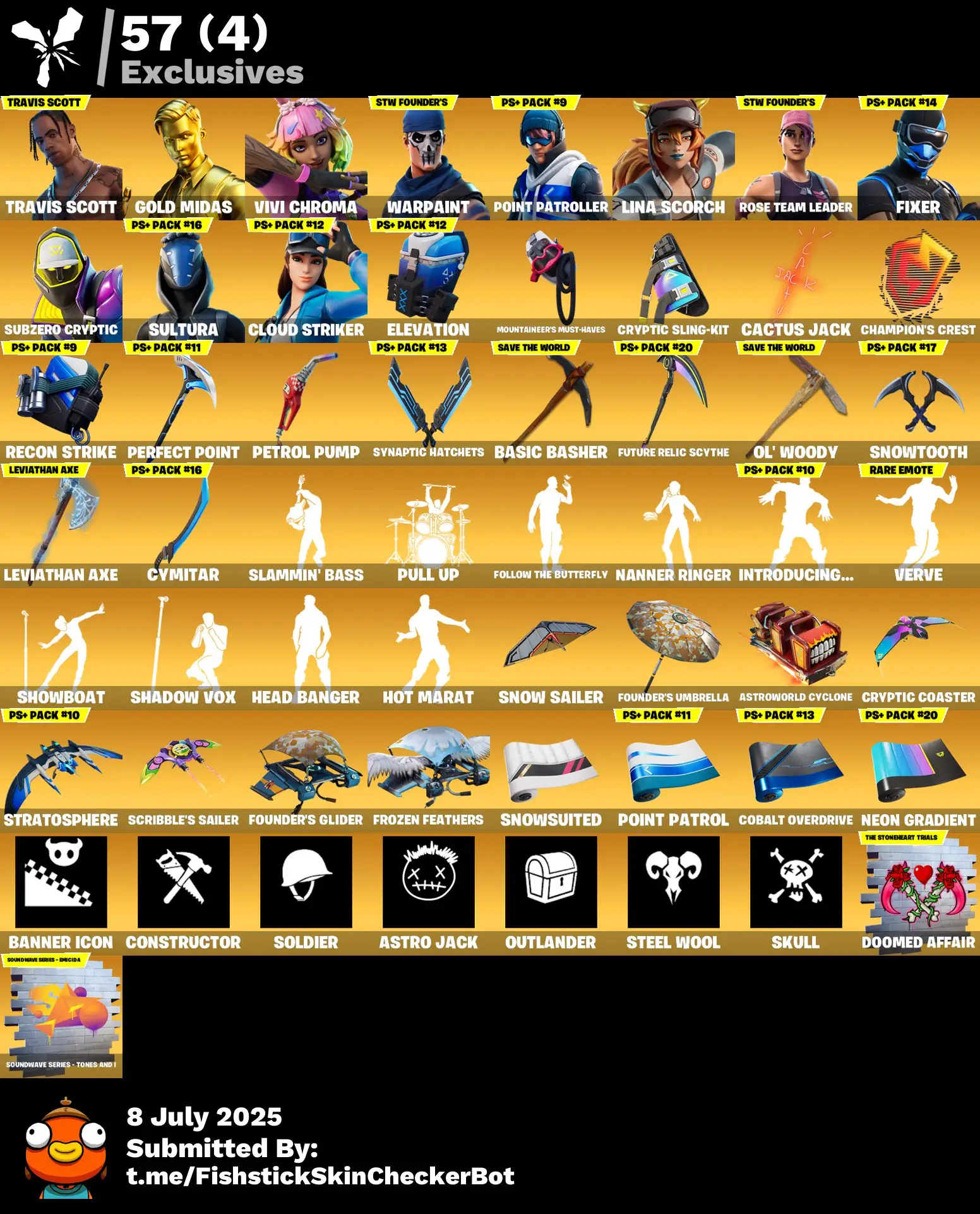 195 Skins · 48 Paid · Stacked with Collabs & OGs | Rose Team Leader, Travis Scott, Spider-Gwen, Midas