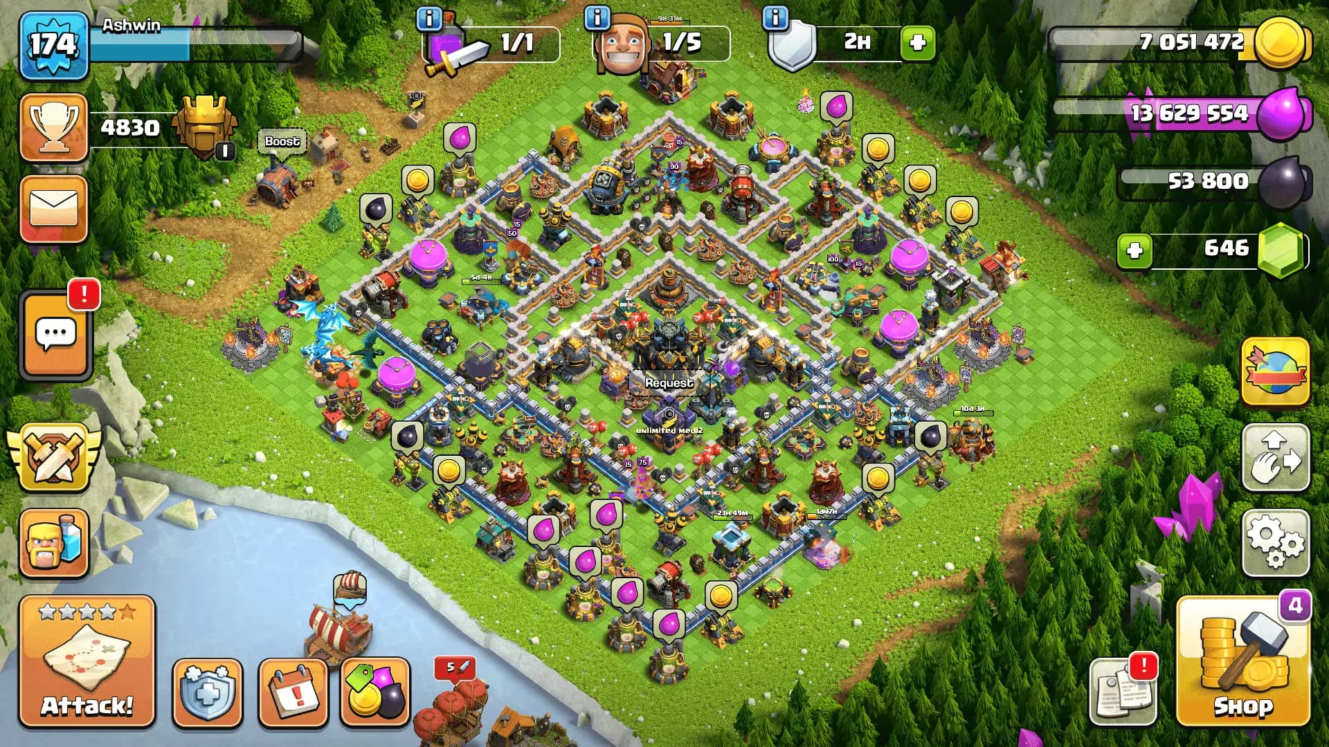 🔥 TH17 | Level 173 | 4869 Trophies | 161 Wins | BH10 – 3423 Trophies |