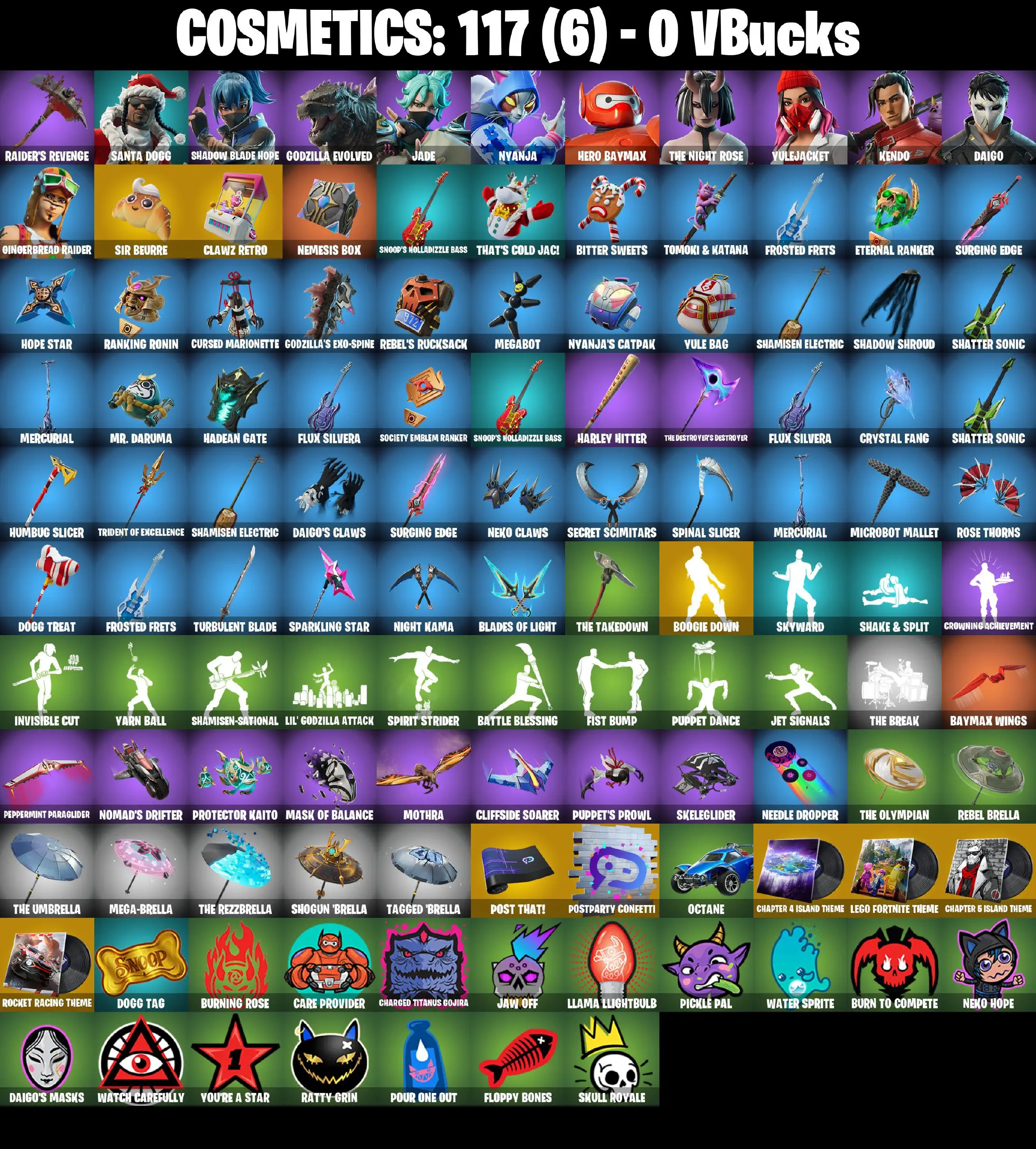 [PC/PSN/XBOX] 11 Skins | Daigo | Yulejacket | Hero Baymax | Kendo | Gingerbread Raider | Shadow Blade Hope | Nyanja | Jade