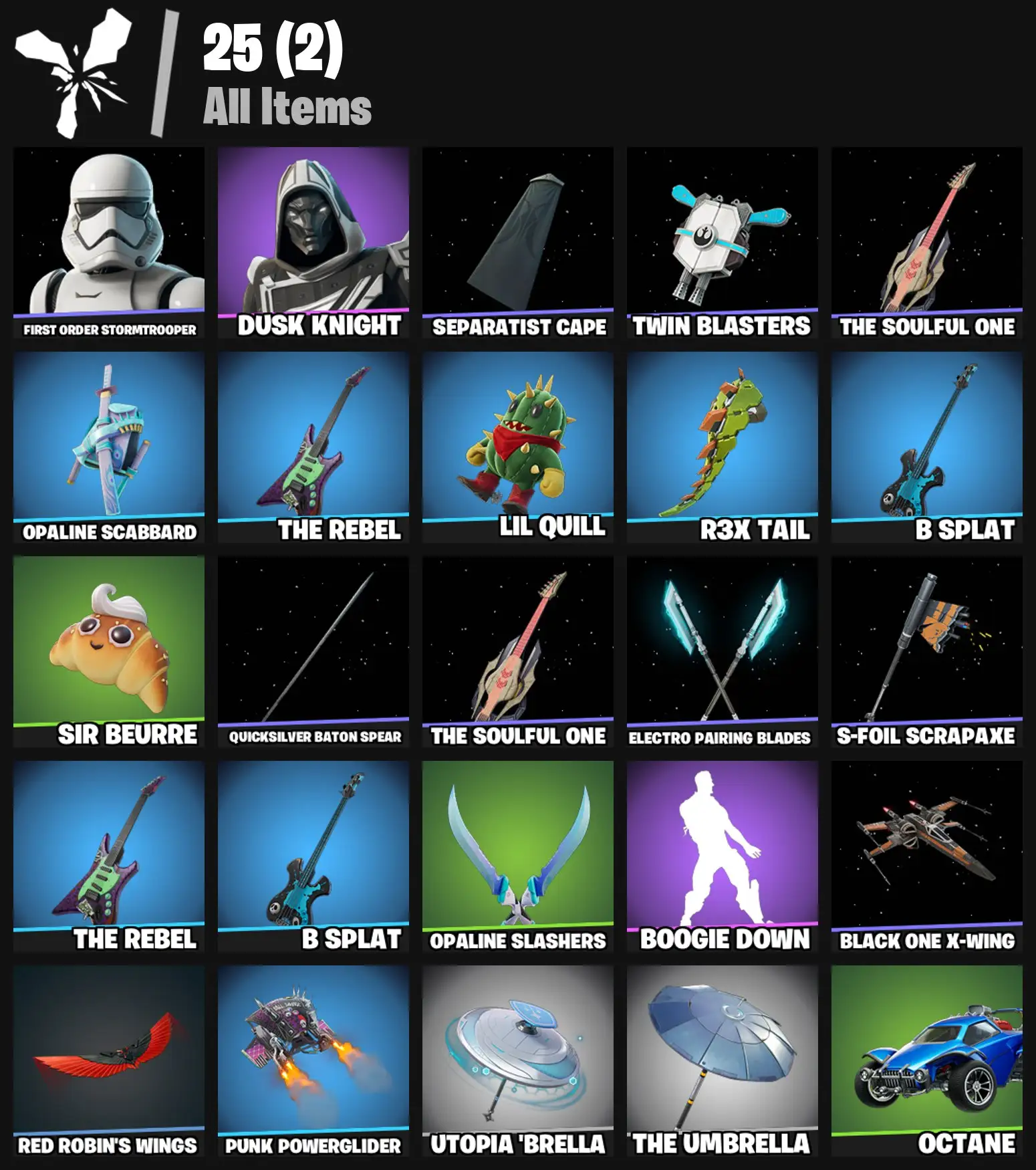 [PC/PSN/XBOX] 2 skins | First Order Stormtrooper | Blitz Knight | Separatist Cape | Twin Blasters | The Soulful One | Opaline Scabbard | The Rebel | 200 VB
