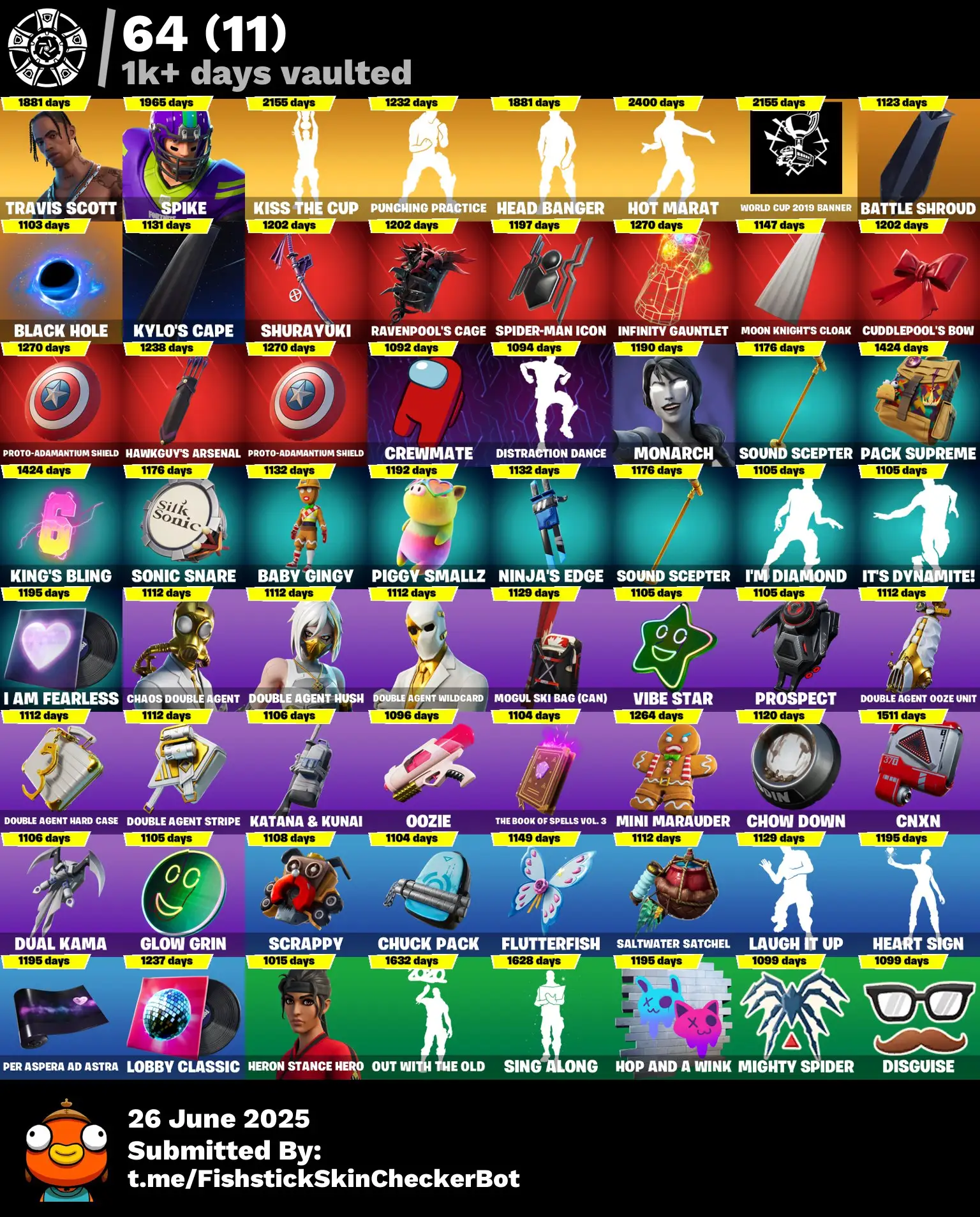 291 Skins · 74 Paid · Legendary Collection | Travis Scott, Renegade Raider, Peter Griffin, Gwenpool & More