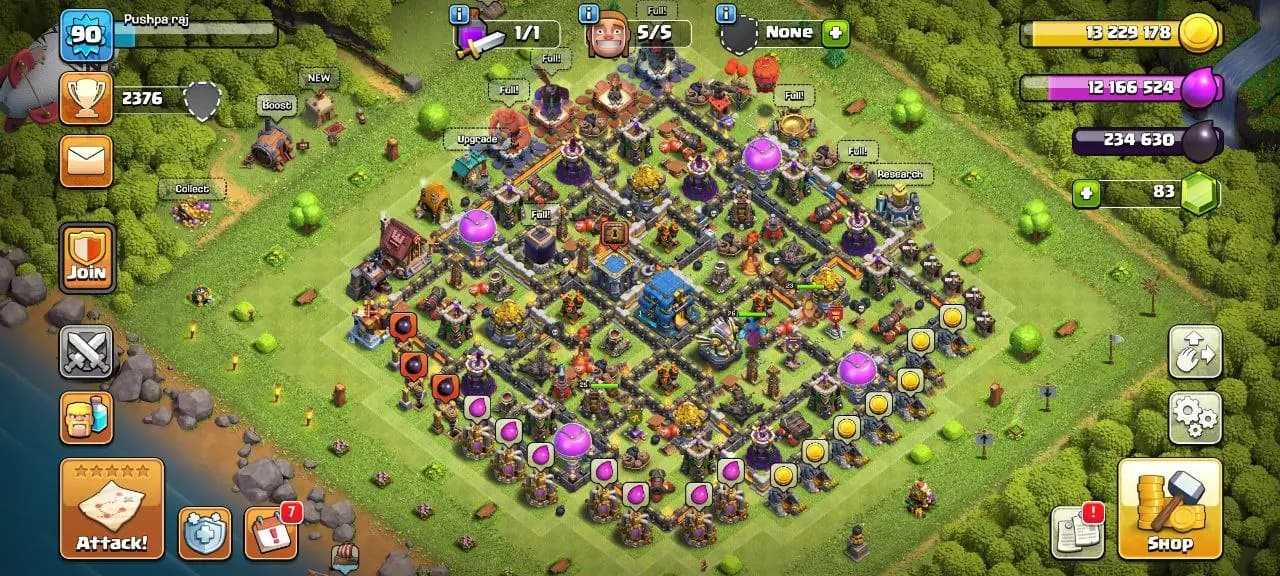 [#702] SEMI-MAX TH 12 | 23-25-25-9 HEROES | 169 CWL MEDALS | FREE RENAME | SOME MAGIC ITEMS | INSTANT DELIVERY