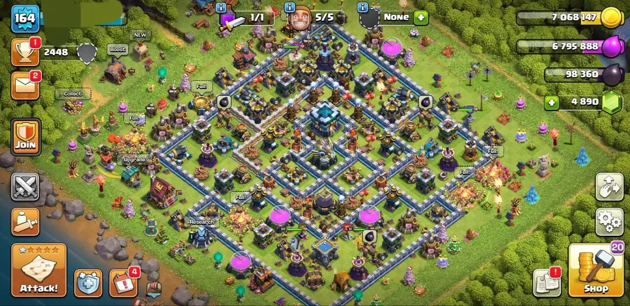 ⚔️ SEMI MAX ⚔️ TH-13 🏰 👑 51-59-40-29-9 HEROES 👑 🎯 ATB 3253 🎯 💎 GEMS 4890 💎