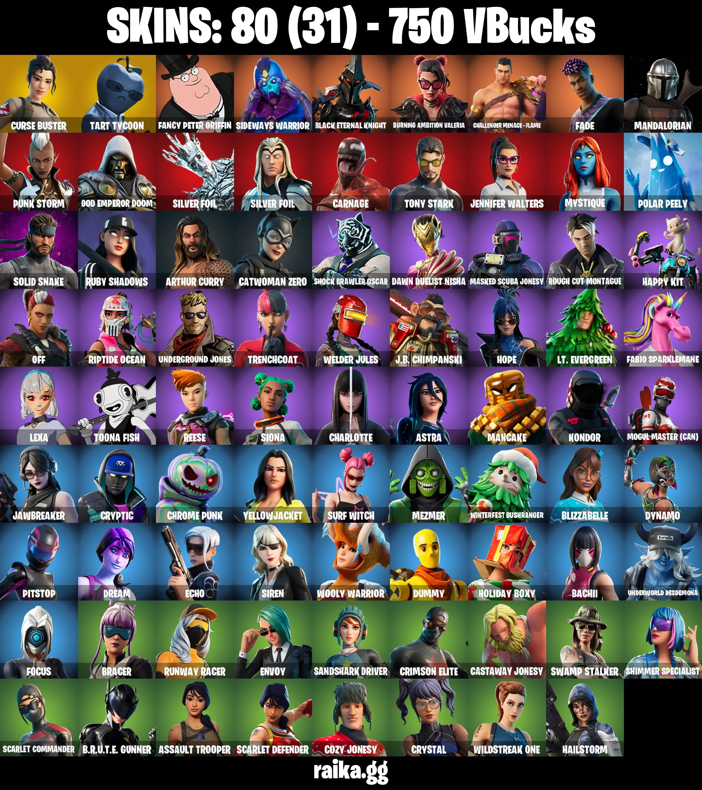 [PC/PSN/XBOX] 80 skins | Leviathan Axe | Tart Tycoon | Fancy Peter Griffin | Candy Axe | BLACK ETERNAL KNIGHT | Curse Buster | 750 VB