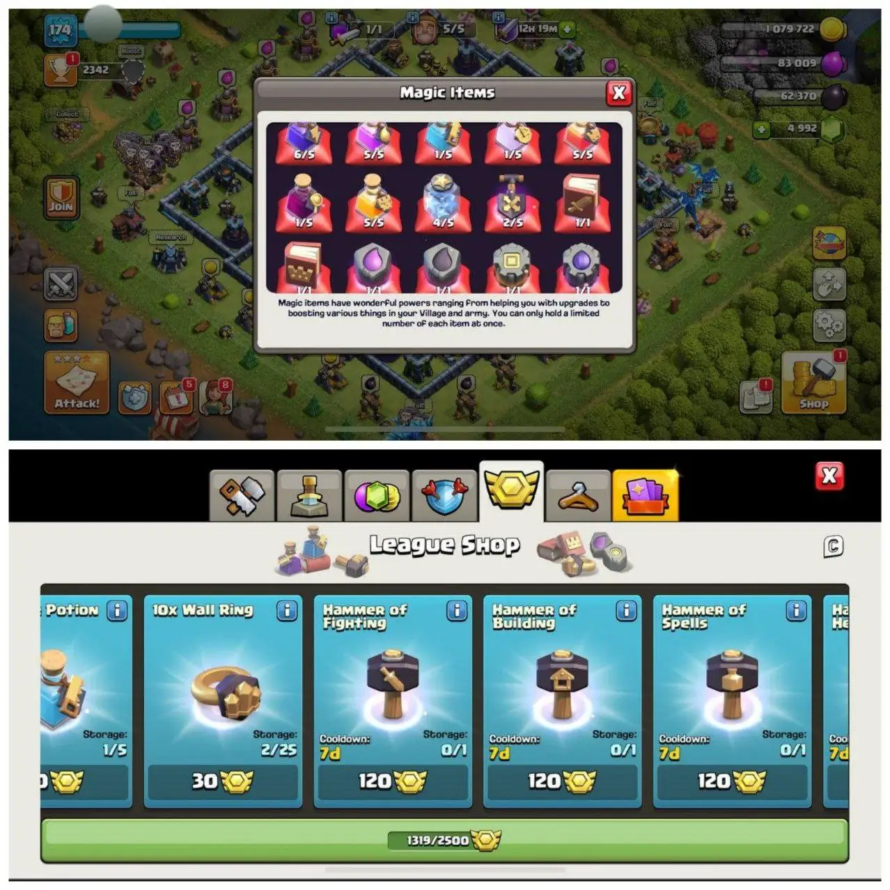 {STRONG ACCOUNT} TH13 SEMI MAX⚡️XP-174⚡️HERO 63-73-48-17⚡️DARK BLUE WALLS⚡️1319 CWL MEDALS⚡️MAGIC ITEMS ⚡️ FREE NAME CHANGE⚡️INSTANT DELIVERY 🚚