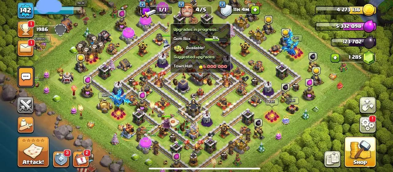 🎯 COMBO COC TH11 & BS | Level 140 | 55 Brawlers | 22K Cups | Max TH11 Base | 442 CWL & 1715 Raid Medals | 693 War Stars | Max Heroes | BH8 | Instant Delivery ✅