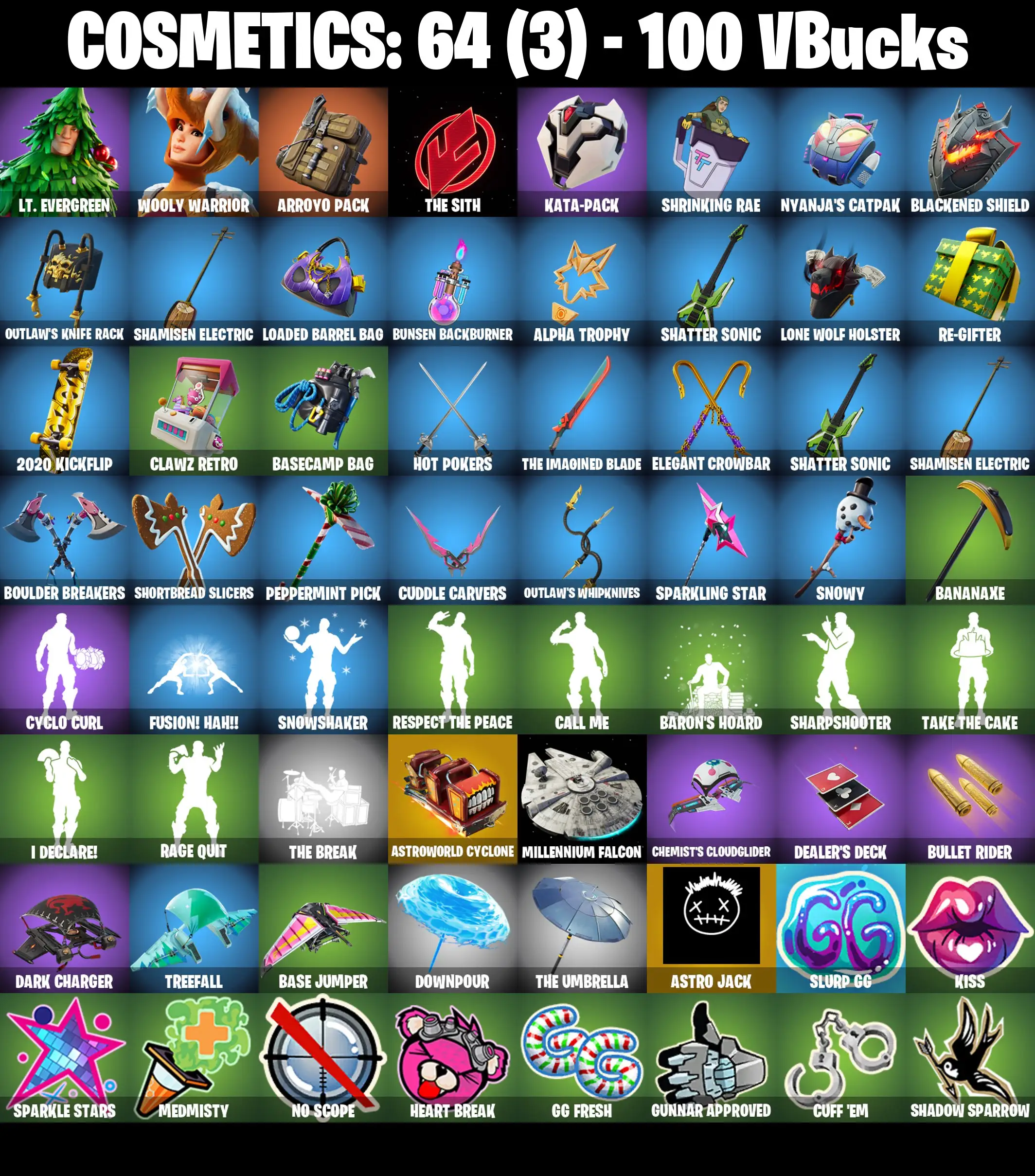 [PC/PSN/XBOX] 2 skins | Astroworld Cyclone | Astro Jack | Lt. Evergreen | Wooly Warrior | Arroyo Pack | The Sith | Kata-Pack | Shrinking Rae | 100 VB