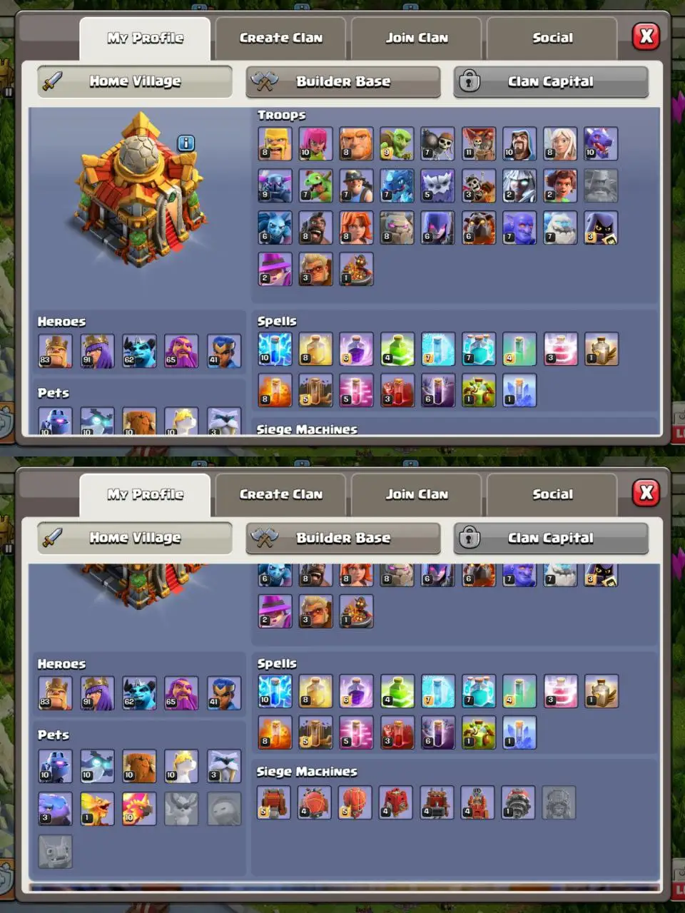 [#1347][VP] ALMOST MAX TH 16 | 83-91-62-65-41 HEROES | STACKED MAGIC ITEMS | 273 CWL MEDALS | 500 RENAME | BEST EQUIPMENT | TOTAL 5 HEROES SKIN | LEGEND ATB | CHEAP  PRICE | INSTANT DELIVERY