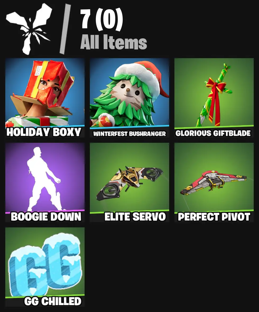 [PC/PSN/XBOX] 2 skins | Holiday Boxy | Winterfest Bushranger | Glorious Giftblade | Boogie Down | Elite Servo | Perfect Pivot | 0 VB