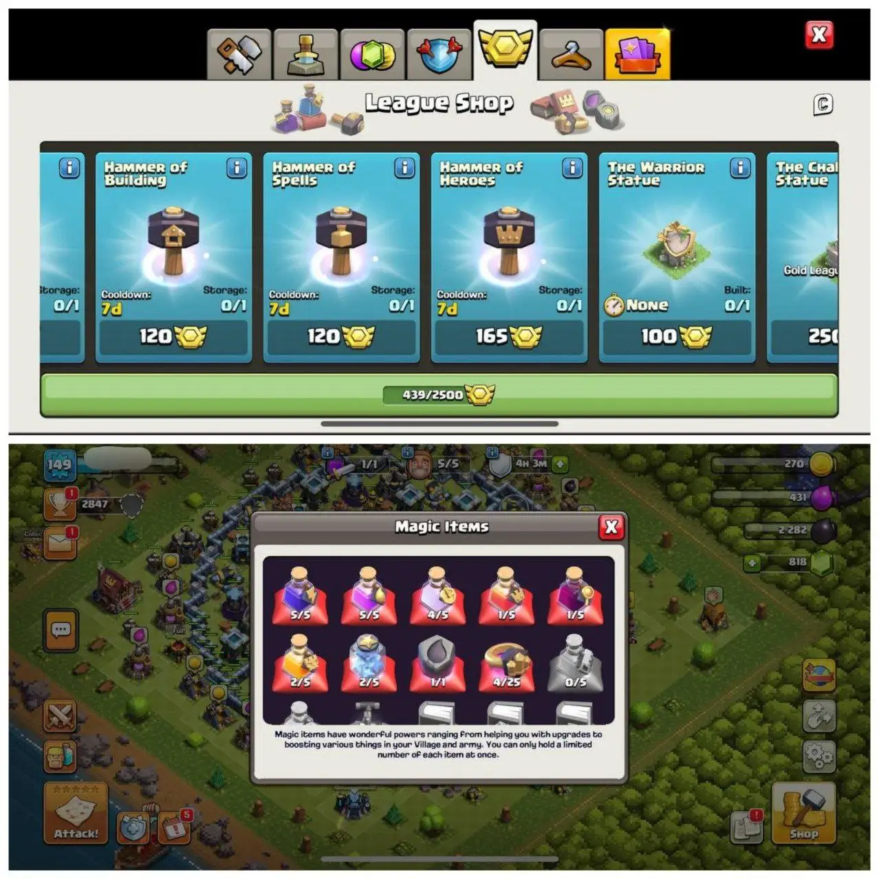 {CRAZY DISCOUNT} TH13 NEAR MAX⚡️XP - 149 ⚡️1 EPIC EQUIPMENTS ⚡️HERO 49-61-47-38-25⚡️DARK BLUE WALLS ⚡️818 GEMS ⚡️PIXEL SCENERY⚡️439 CWL MEDALS⚡️OP LAB⚡️INSTANT DELIVERY 🚚