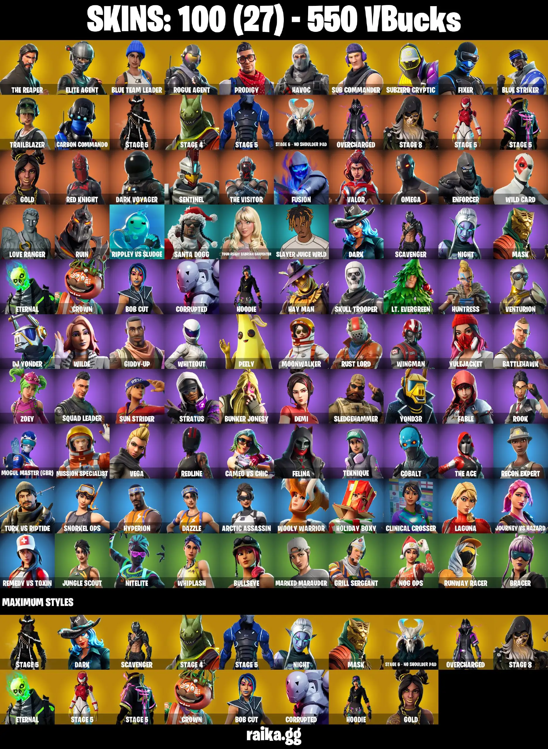  [PC/PS/XB/NIN] 100 skins The Reaper | OG STW | Elite Agent | Havoc | Sub Commander | Take The L | Rogue Agent | Polo Prodigy | Omega | Skull Trooper