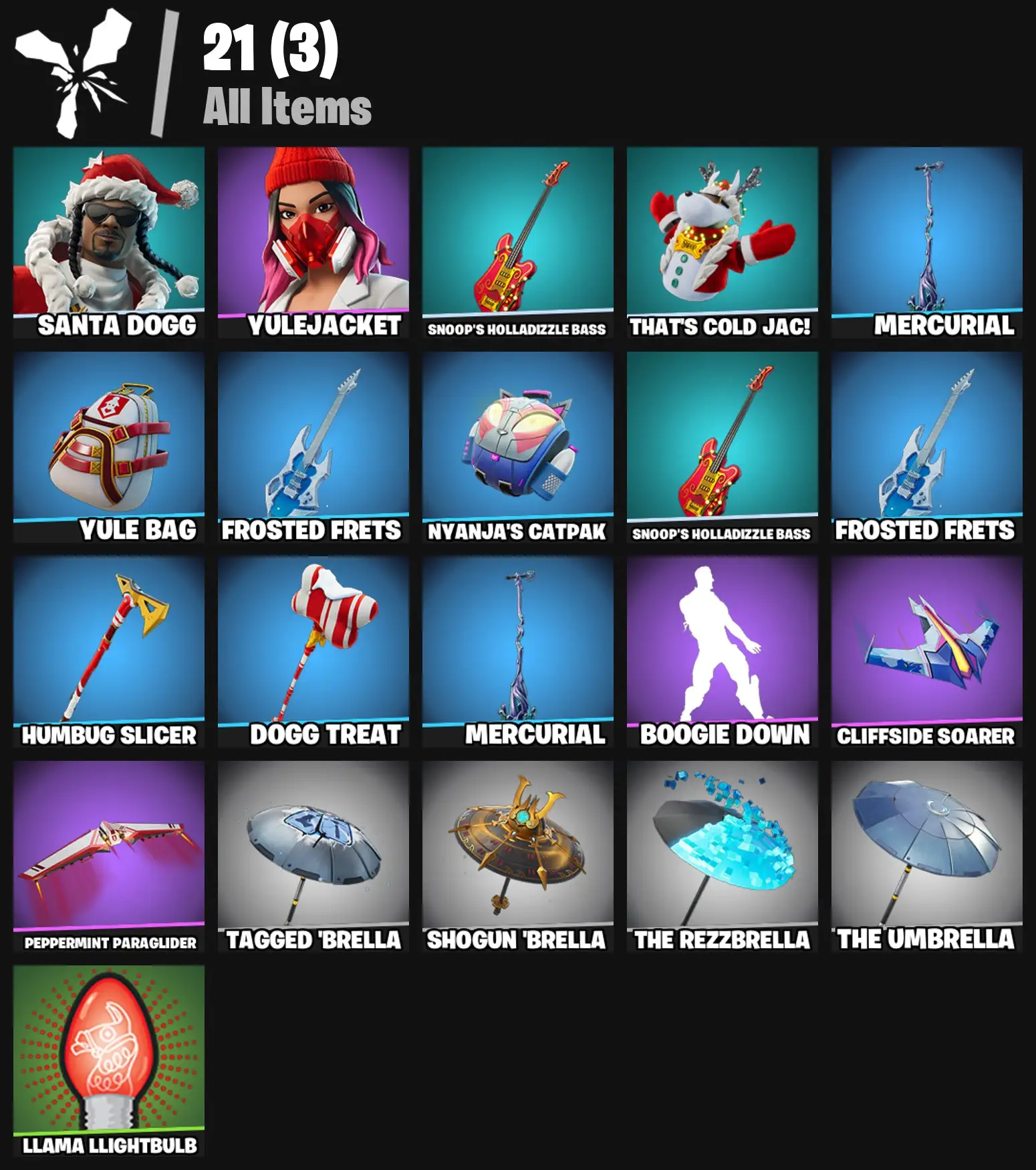 [PC/PSN/XBOX] 2 skins | Santa Dogg | Yulejacket | Snoop's Holladizzle Bass | That's Cold Jac! | Mercurial | Yule Bag | Frosted Frets | 100 VB
