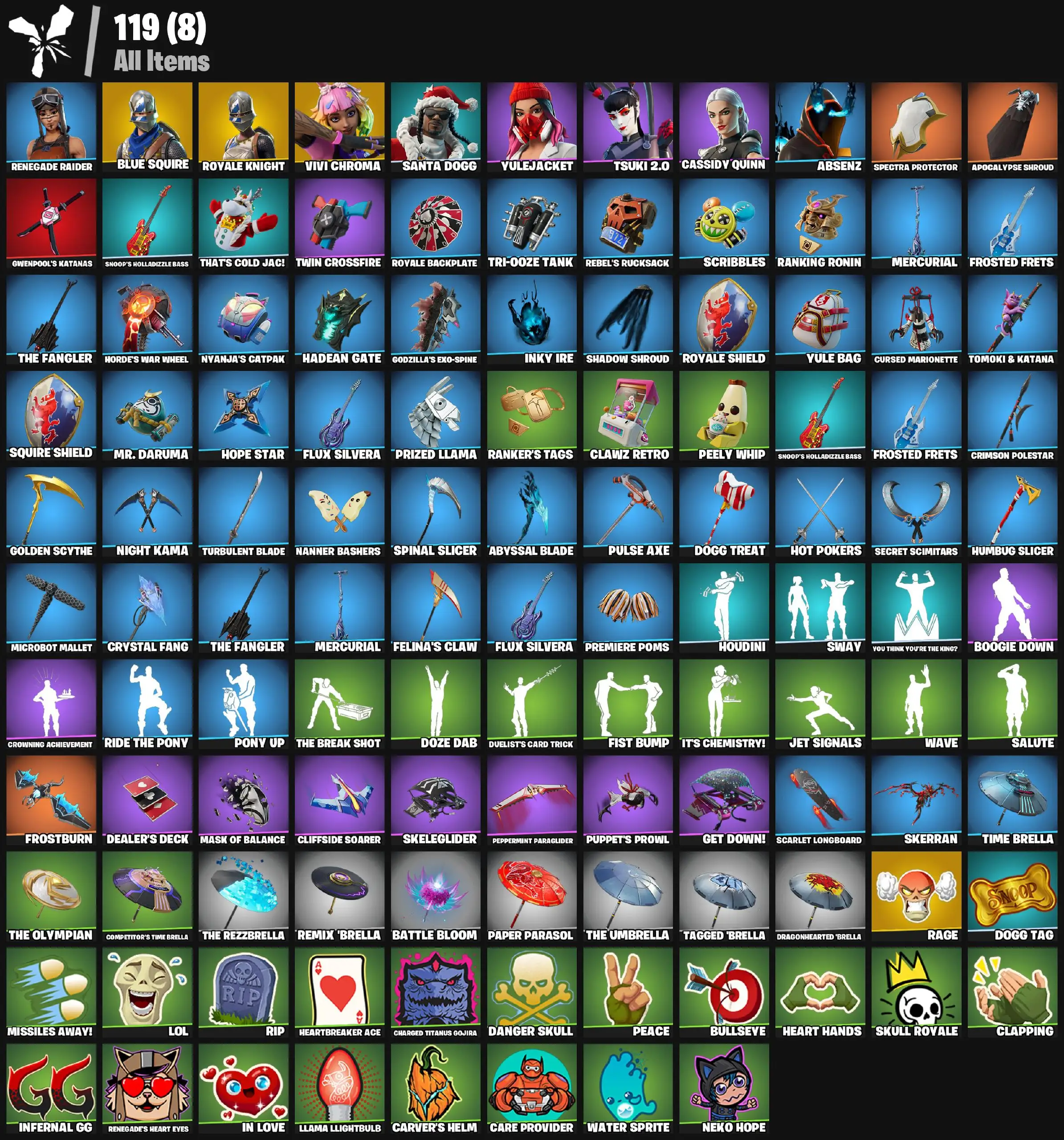 [PC/XBOX] 9 skins | Blue Squire | Royale Knight | Vivi Chroma | Clawz Retro | Boogie Down | Skerran | Renegade Raider | Santa Dogg | Yulejacket