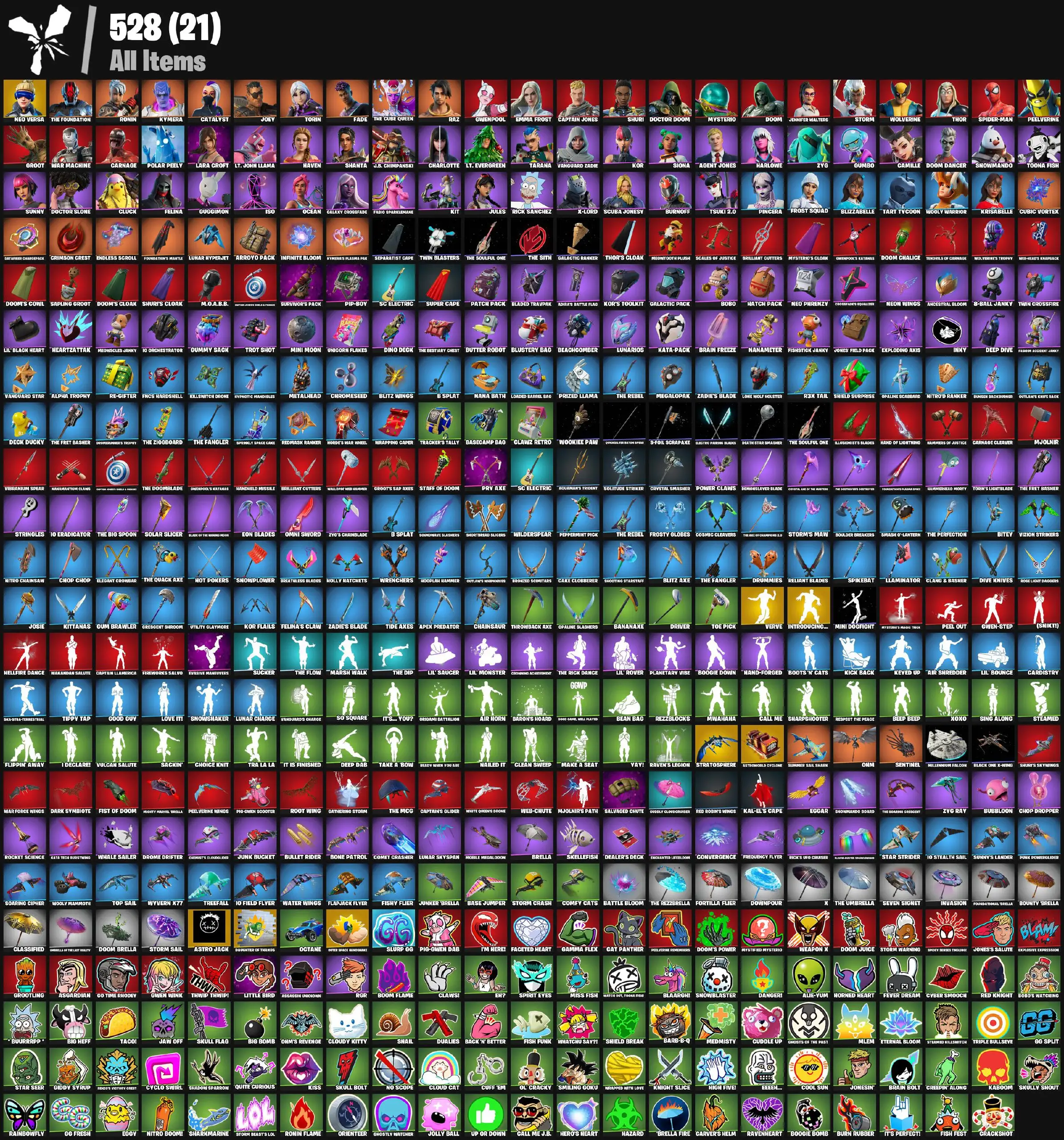 [PC/PSN/XBOX] 68 skins | Neo Versa | Tart Tycoon | Clawz Retro | Neon Wings | Neo Phrenzy | Shooting Starstaff | Boogie Down | Introducing... | Verve