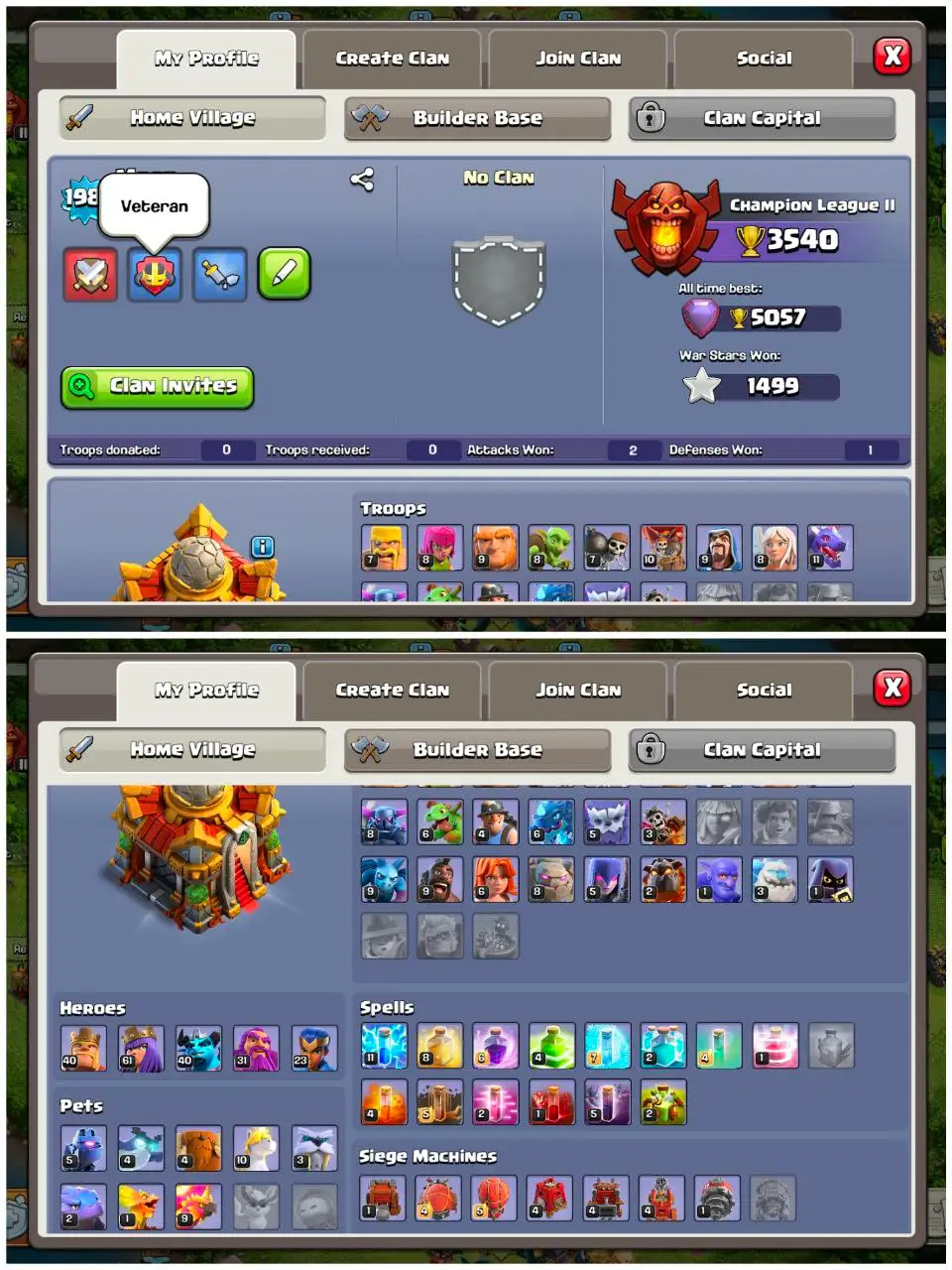 [#662] CHEAPEST TH16 | GOLDEN WALLS | 40-61-40-31-23 HEROES | DECENT STACKED | INSTANT DELIVERY
